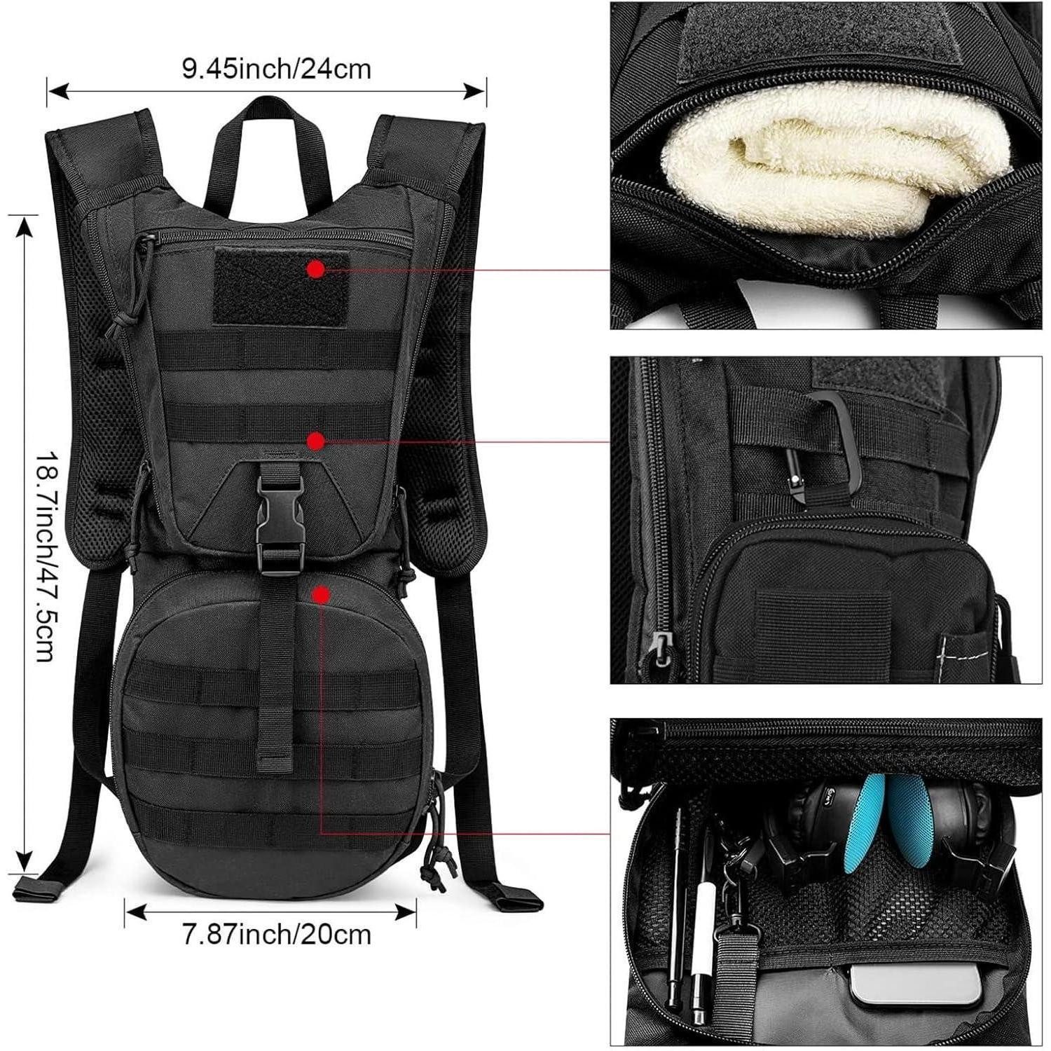 LuxusKollektion Trinkrucksack Trinkrucksack 3L Militär Wandern Radfahren Klettern Schwarz