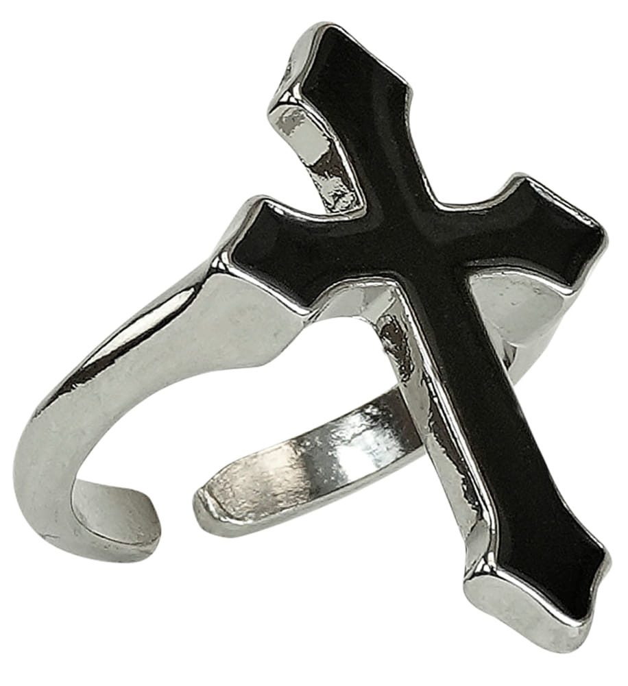Kostüm Ring mit schwarzem Kreuz