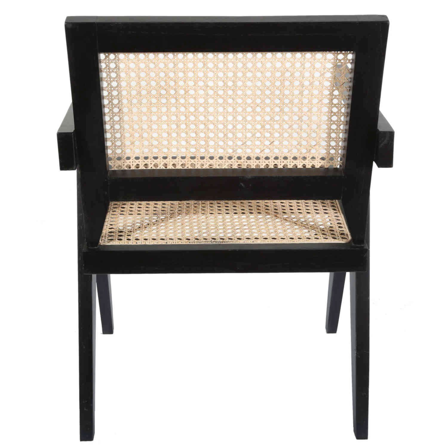 Casa Moro Rattanstuhl Sessel Retrostuhl mit Schwarz Stück breit für Unikat Lounge Jedes Teak NICO Kunsthandwerk, Garten Esszimmer), (Armlehnstuhl Rattan stabil Armlehnen ein Küche Terrasse &