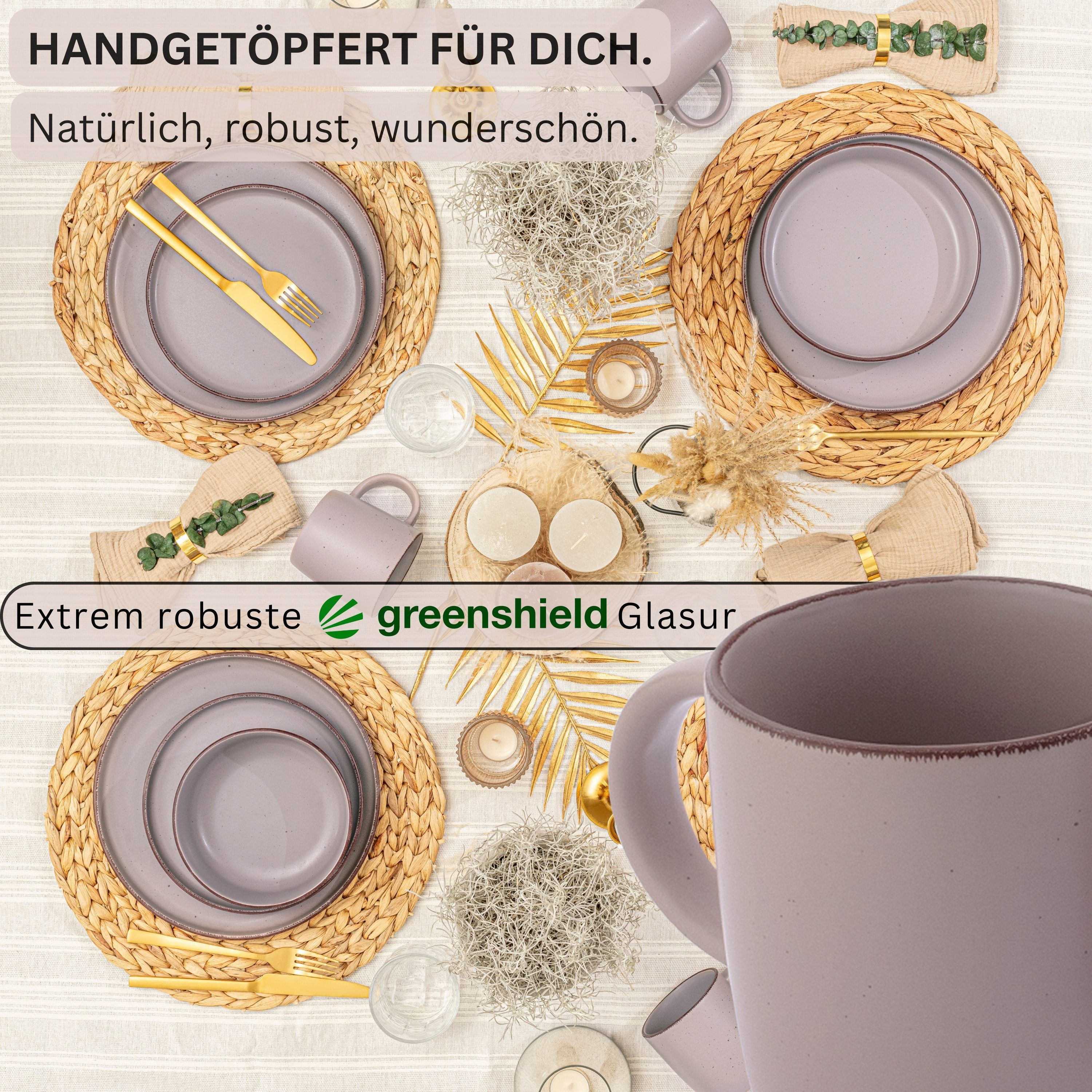 SÄNGER Becher Bombay, 4-tlg., Steingut, 4 tlg. Bombay Basalt Kaffeebecher, lila, VALUE COLLECTION