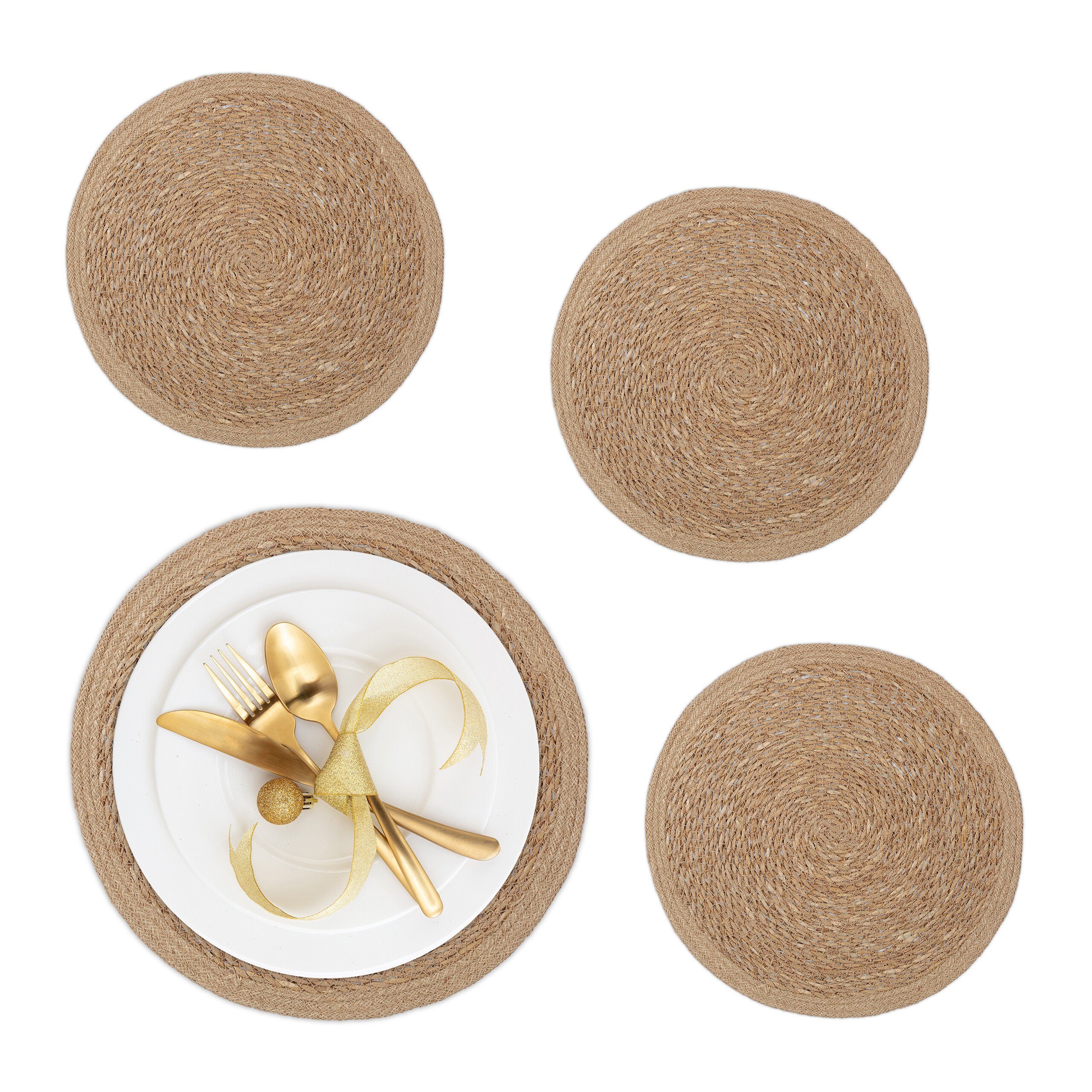relaxdays Platzset 4-teiliges Tischset Wasserhyazinthe