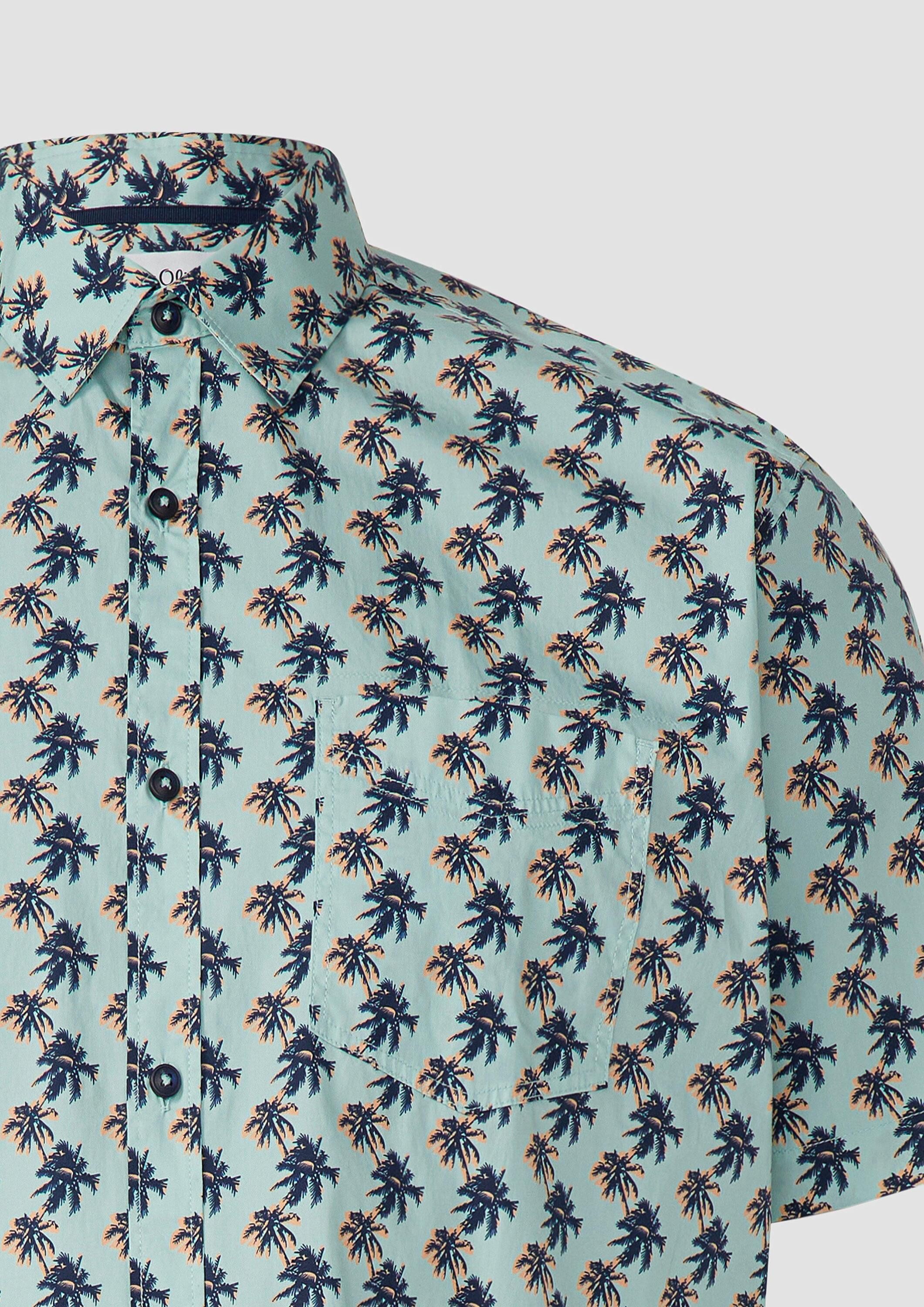 s.Oliver Kurzarmhemd Hemd Regular Fit: Gemustertes Kurzarmhemd aus Baumwollstretch
