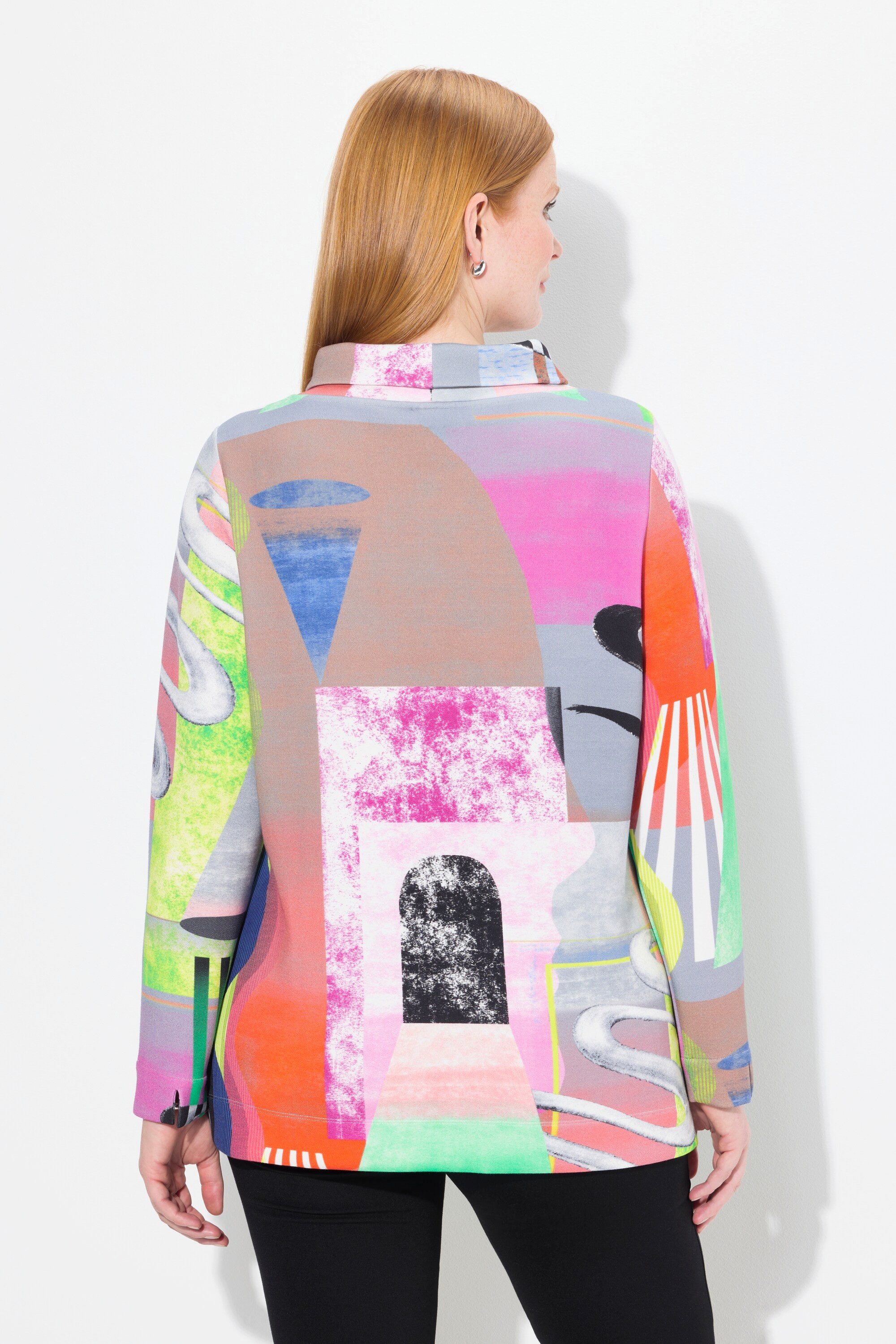 Ulla Popken Sweatshirt Sweatshirt Patchdesign Stehkragen Langarm Modalmix
