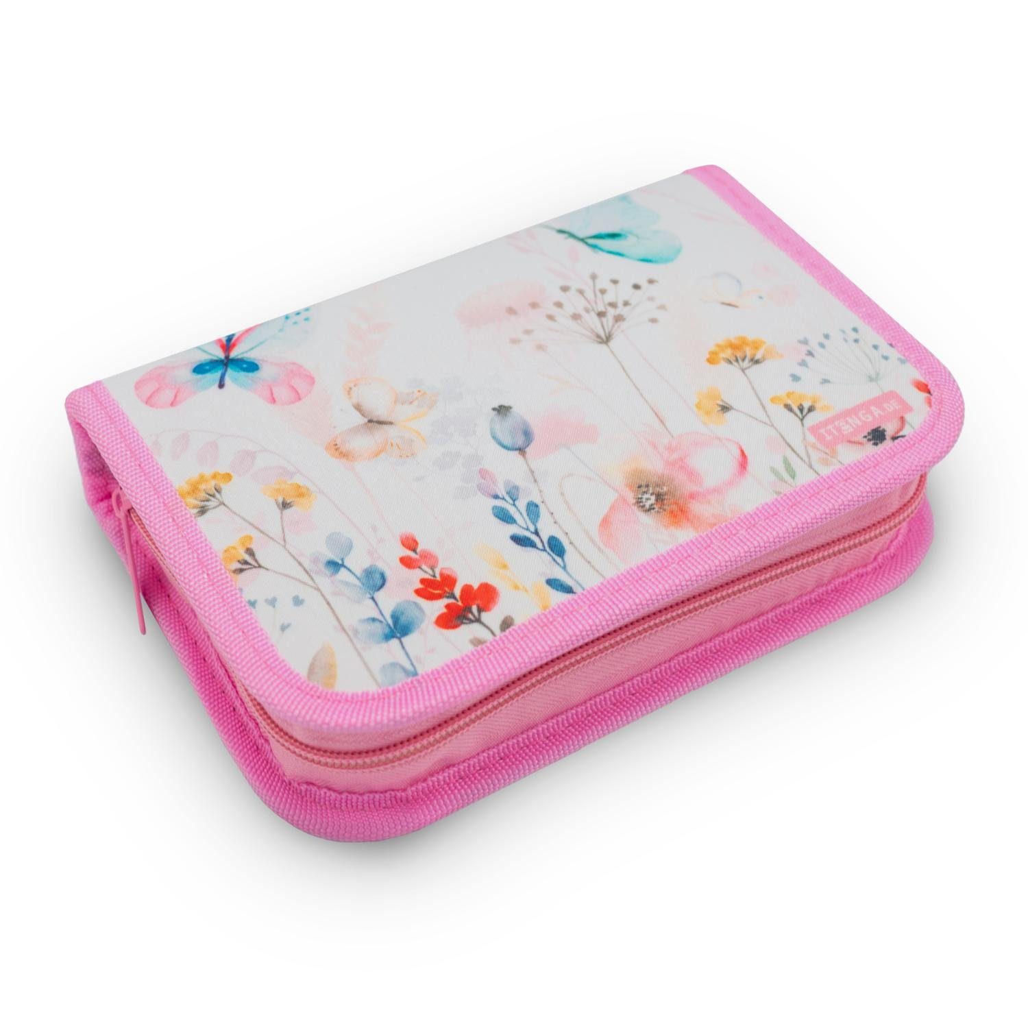 Mäppchen teilig itenga itenga Federmäppchen Schüler-Etui 28 1-Zipper Schmetterling