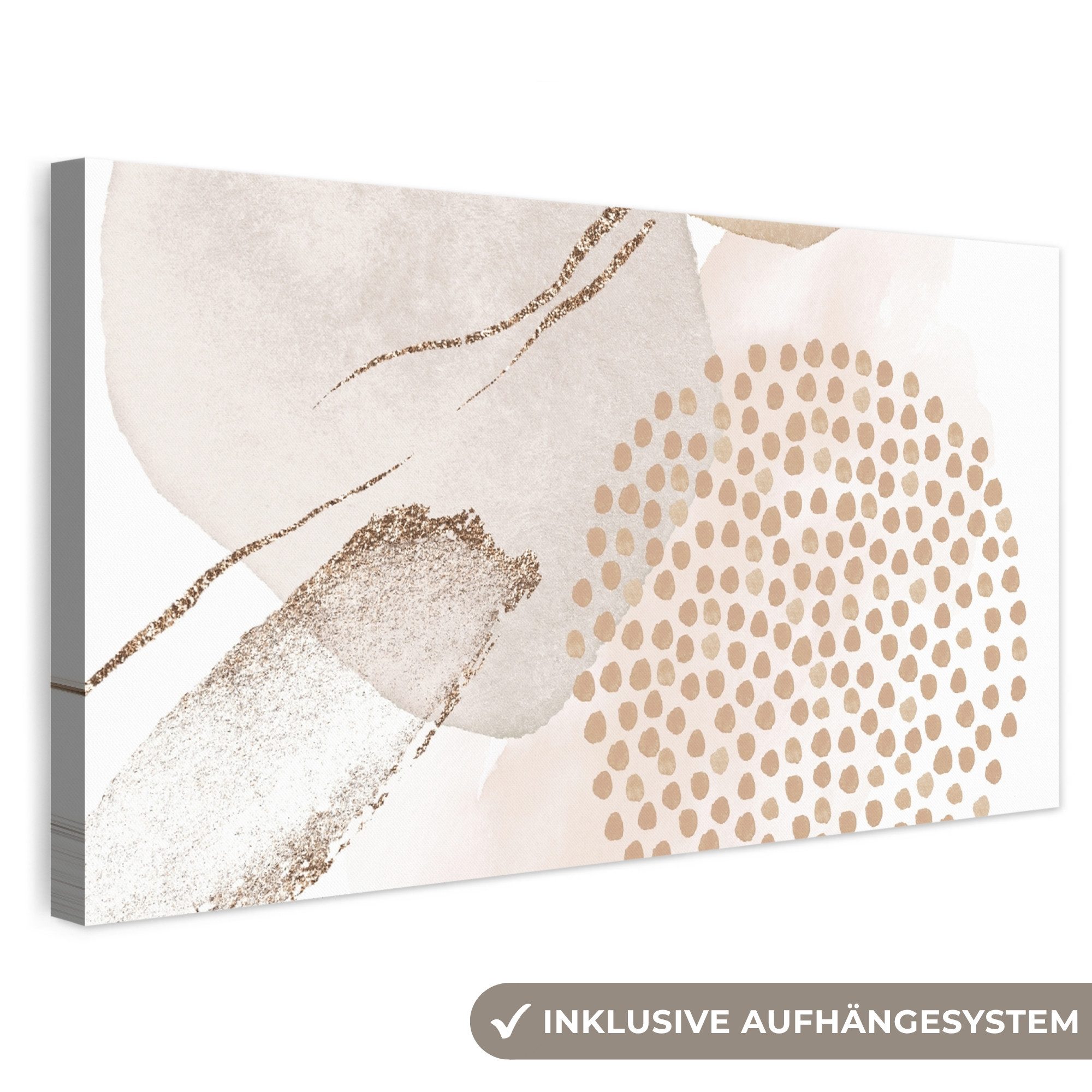 OneMillionCanvasses® Leinwandbild Panorama Aquarell - Beige - Pastell - Modern - Abstrakt, Fotodruck (1 St), Wandbild, Deko Schlafzimmer Wohnzimmer Flur 40x20 cm
