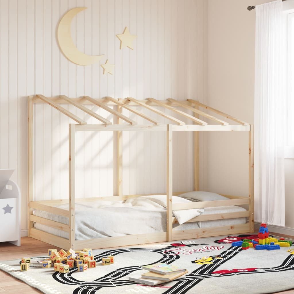 vidaXL Bett, Kinderbett mit Dach 100x200 cm Massivholz Kiefer günstig online kaufen