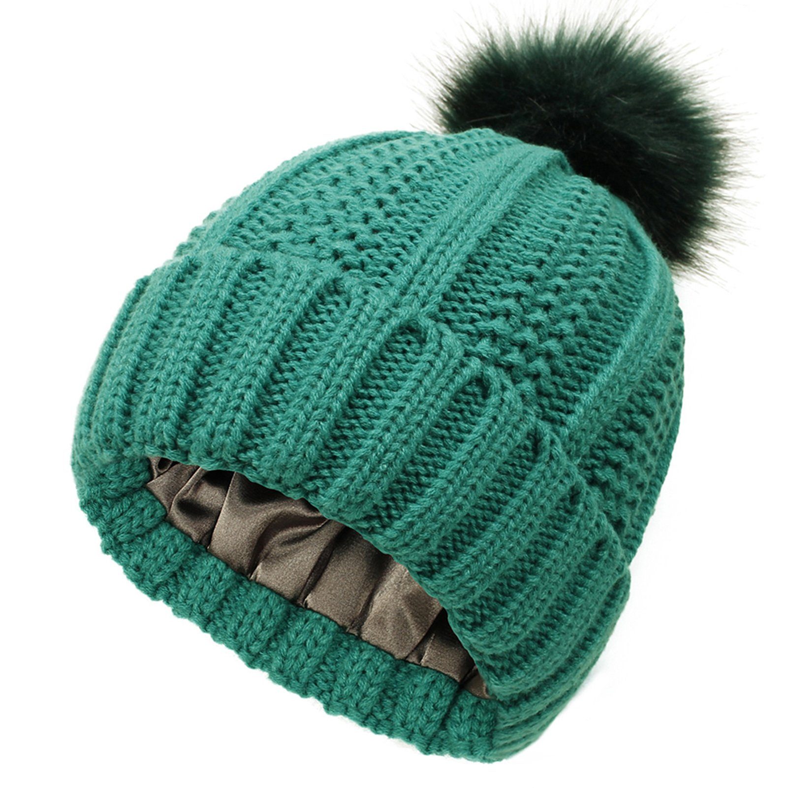 Blusmart Strickmütze Damen Winter-Strickmütze, Hochelastisch, Atmungsaktiv, Wollmütze 5 grün