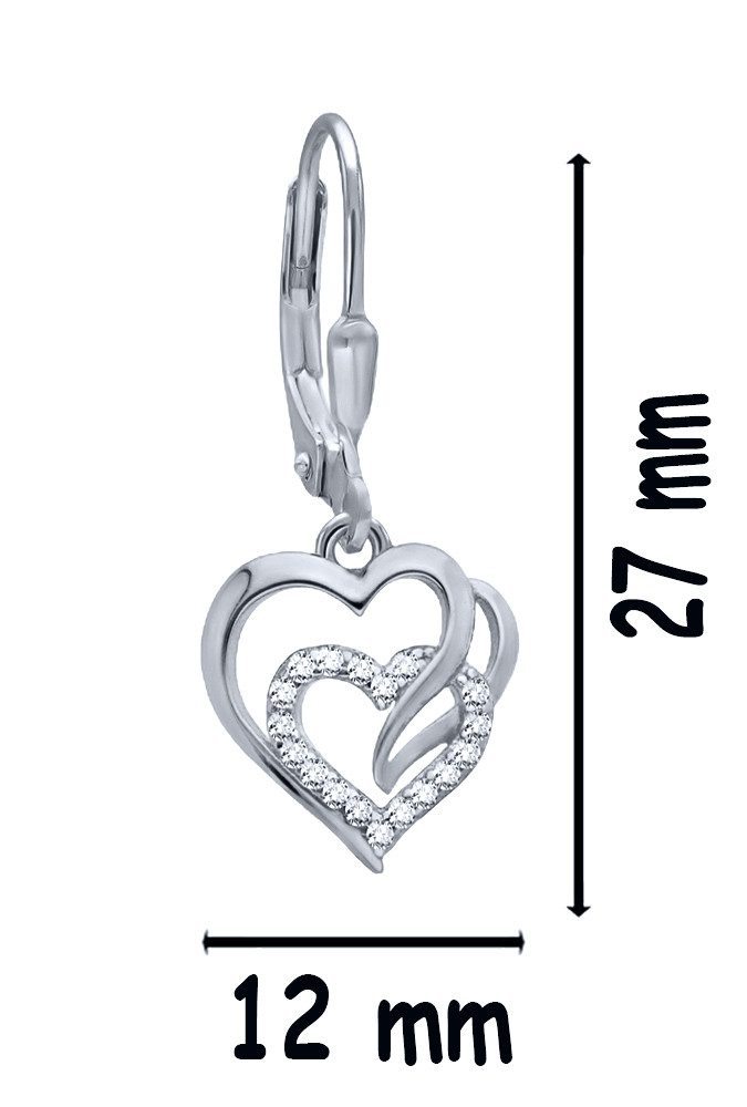 Limana Paar Ohrhänger hängende Herz Ohrringe Damen 925 Silber Geschenk Frau Freundin Mama (Schmuck inkl. Dose), Geburtstag Jahrestag Hochzeitstag Weihnachten Muttertag Valentinstag