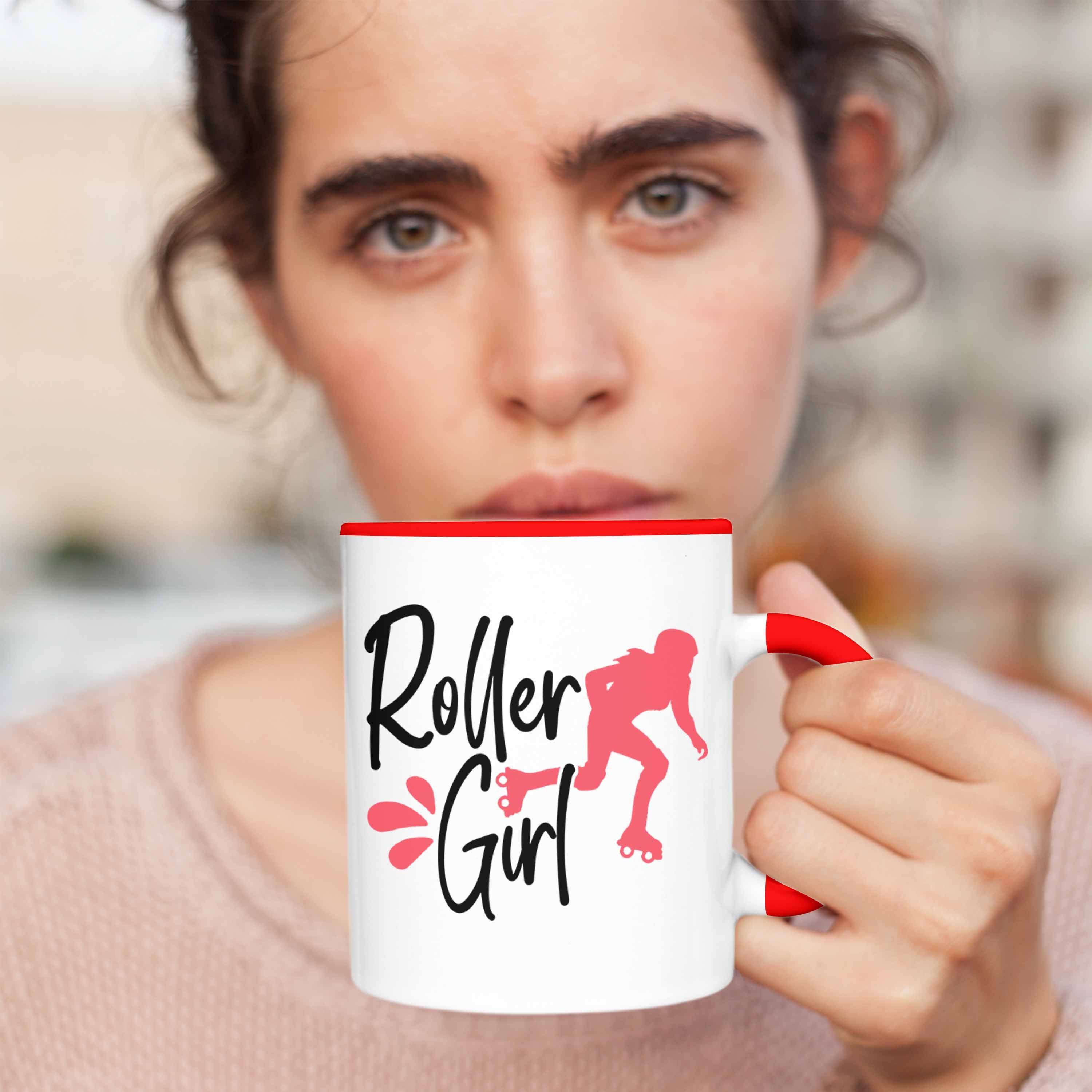 Girls Tasse Rot Roller Lustige Nostal Rollschuh Girl" Geschenk "Roller Tasse Trendation für