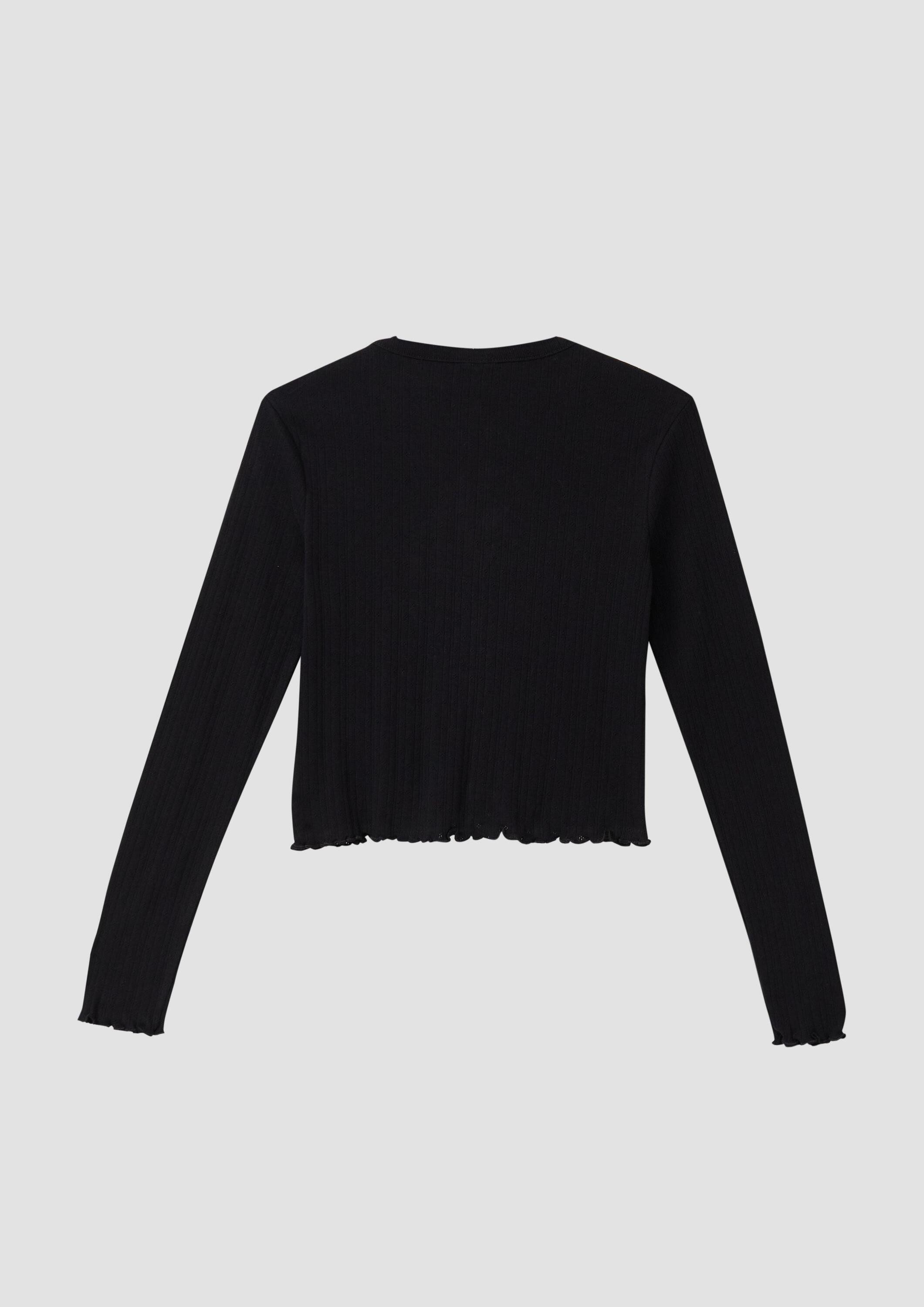 s.Oliver Langarmshirt T-Shirt Kurze Ajour-Strickjacke mit Zierknopfleiste