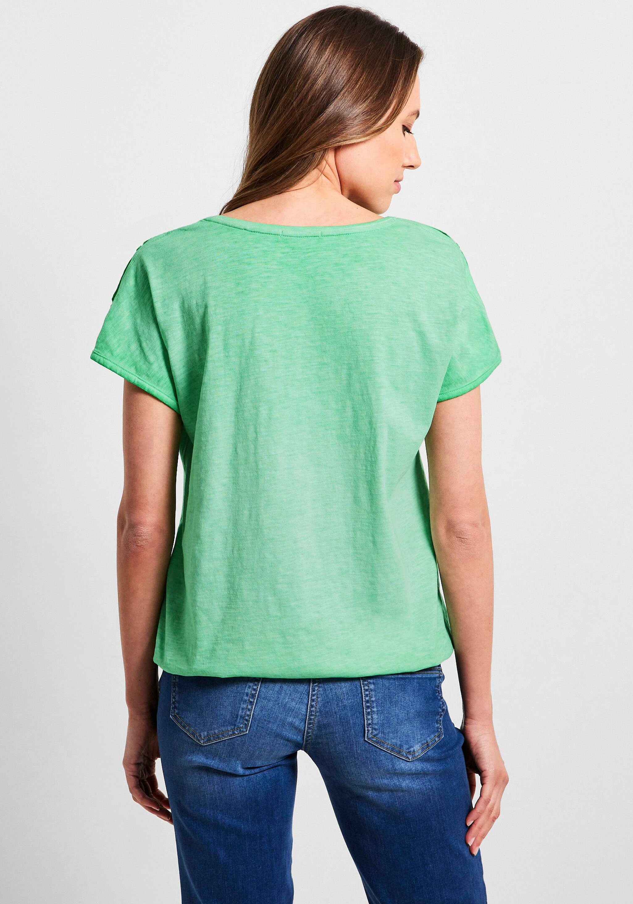 mit fresh Cecil Cut-Outs green T-Shirt an den Schultern