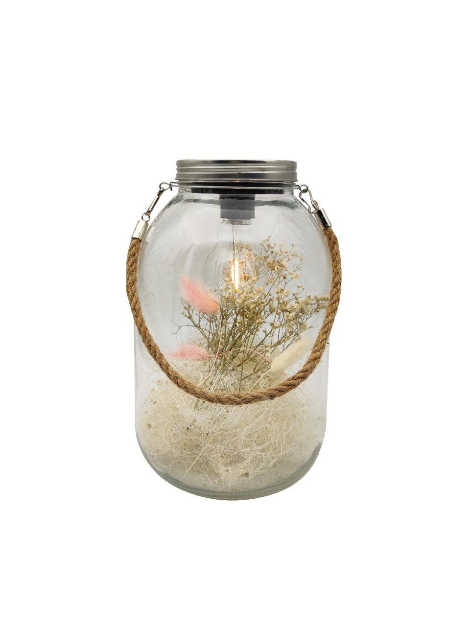 Trend Line Dekofigur TrendLine Deko Glas LED mit Trockenblumen 16 x 26
