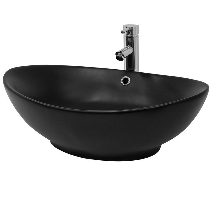 ML-DESIGN Waschbecken Waschbecken Oval 59x38x19 cm schwarz aus Keramik