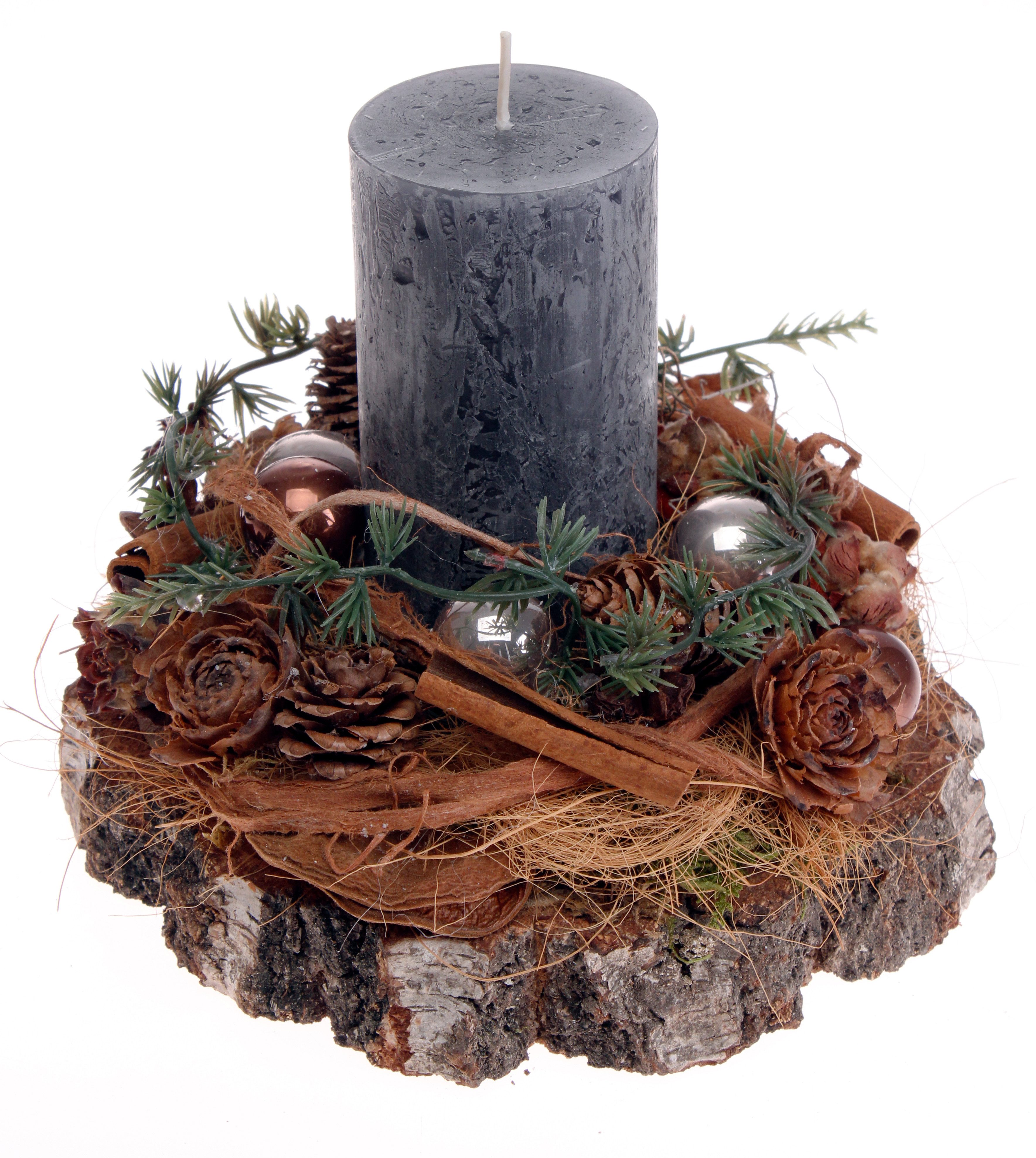 CreaFlor Home Adventskranz Adventsdeko, Handarbeit, Natur, Adventskranz, H: 17cm