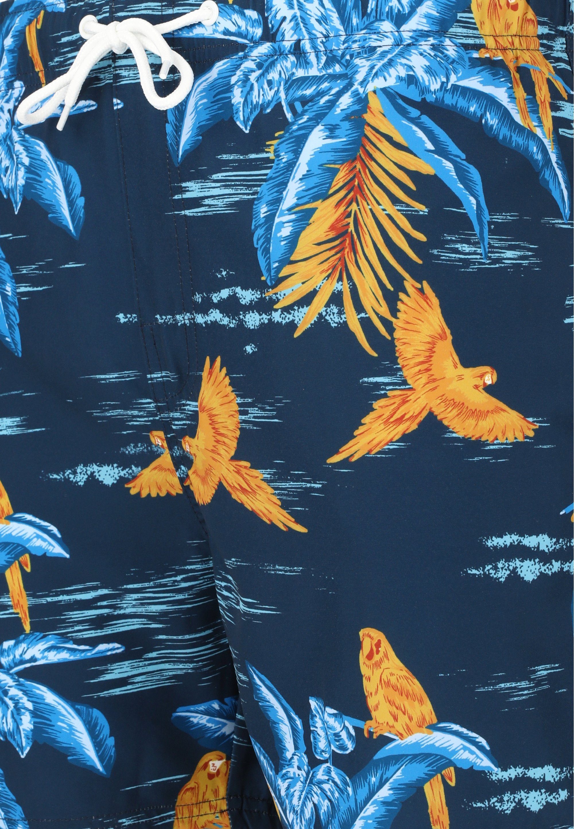 Badeshorts CRUZ blau-gelb mit Farell stylischem Print
