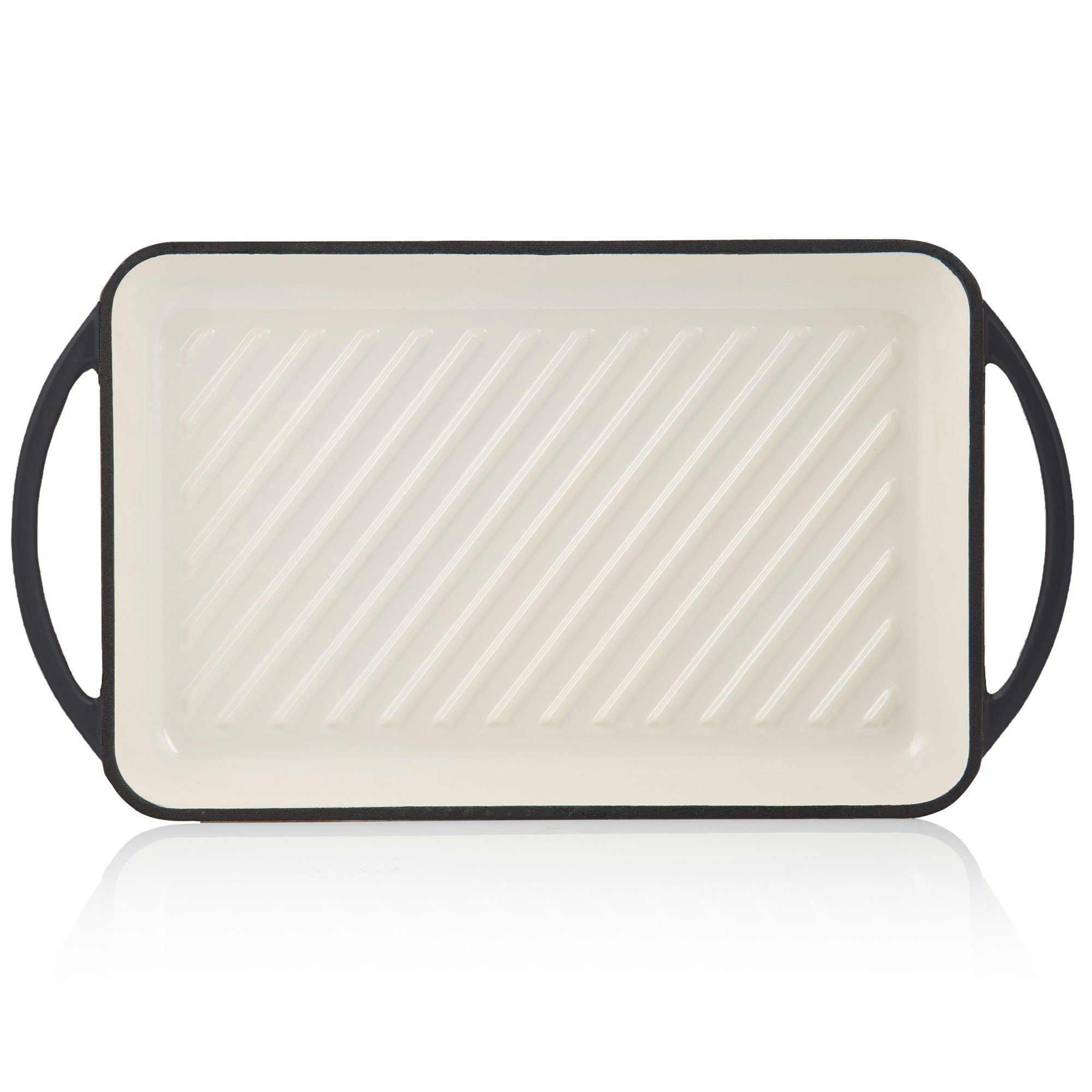 Mahlzeit Grillplatte Gusseisen, 39,5 x 22 x 3,5 cm, Blue Berry, Emailliert mit 2 Griffen