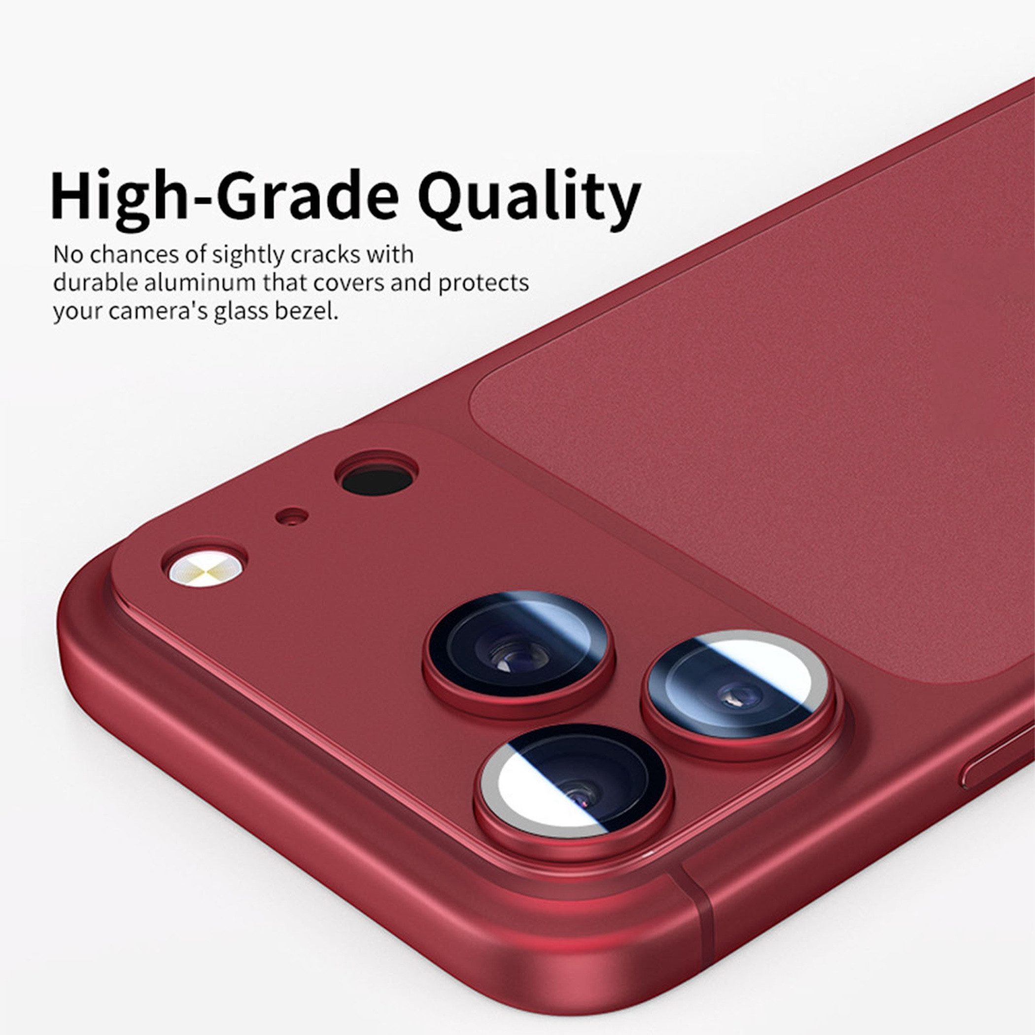 Wigento Kameraschutzglas Rück Kamera Schutz Glas 9H Apple iPhone 18 Pro Aluminium Weinrot für Apple iPhone 18 Pro, Aluminiumlegierung, hohe Lichtdurchlässigkeit – Bild 3 von 5