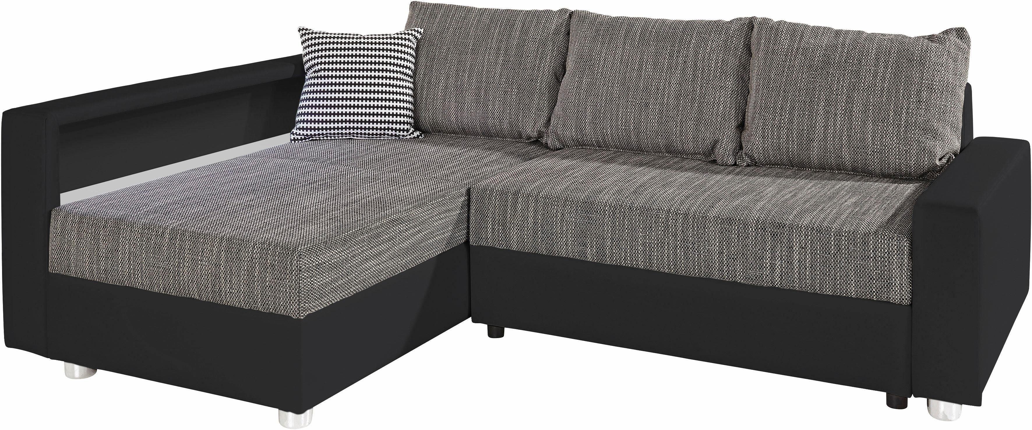 COLLECTION AB Ecksofa Relax L-Form, B: 223 cm, Bettfunktion, Bettkasten, Regalelement & 1 Zierkissen, optional Licht