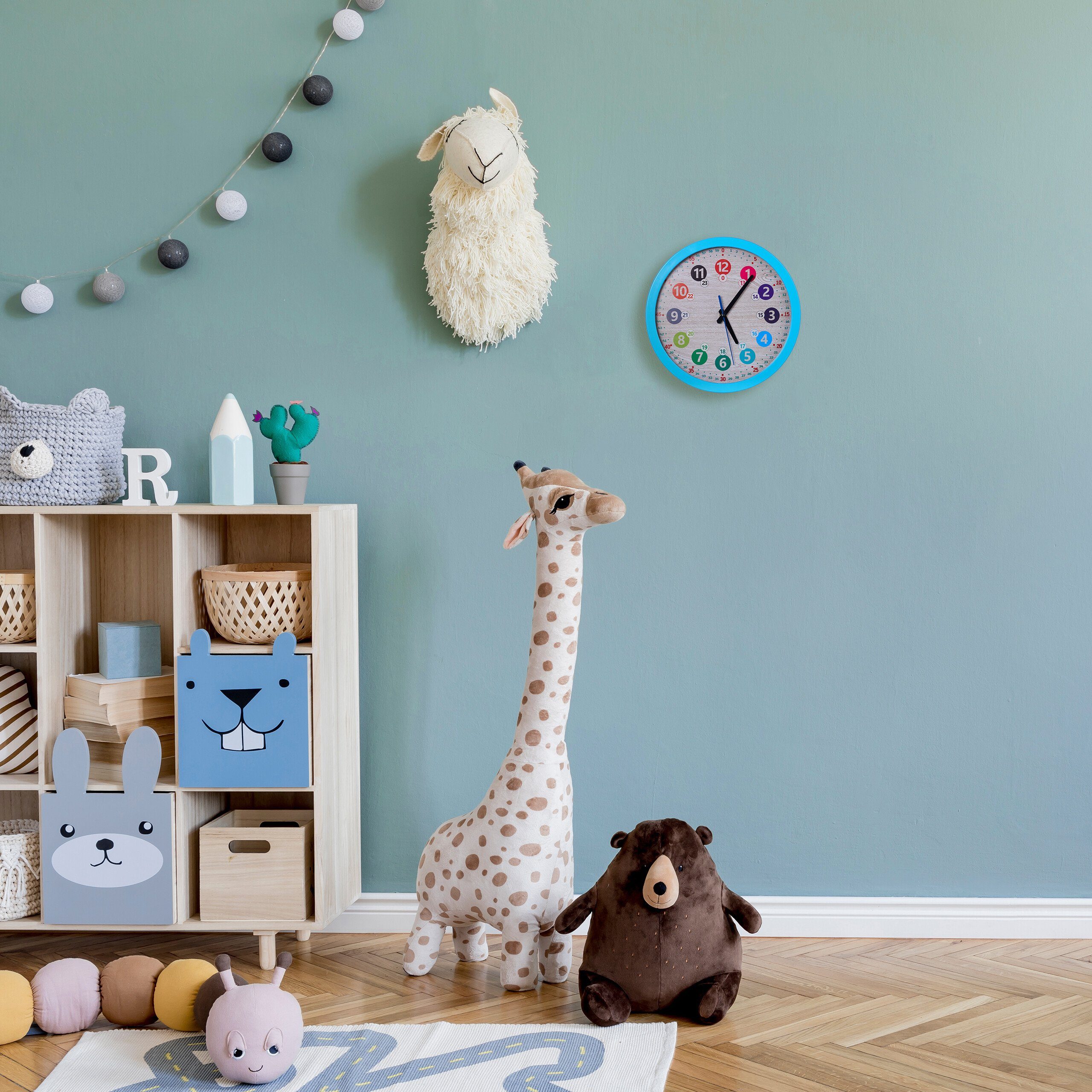 relaxdays Wanduhr Blaue Wanduhr für Kinder günstig online kaufen