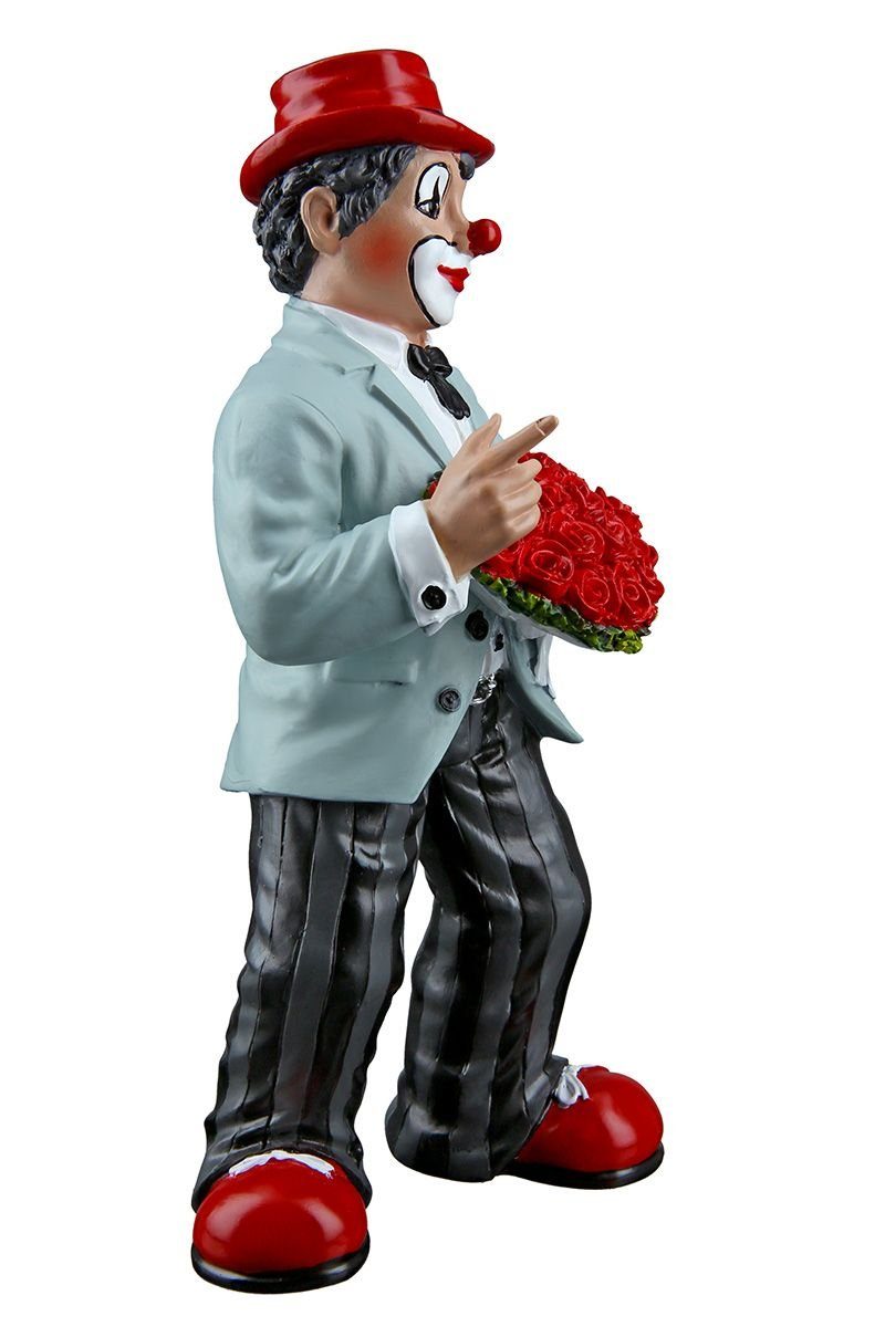 Kunstharz Höhe idee geschenk Rosenherz mit Clown Figur Dekoobjekt GILDE 15cm