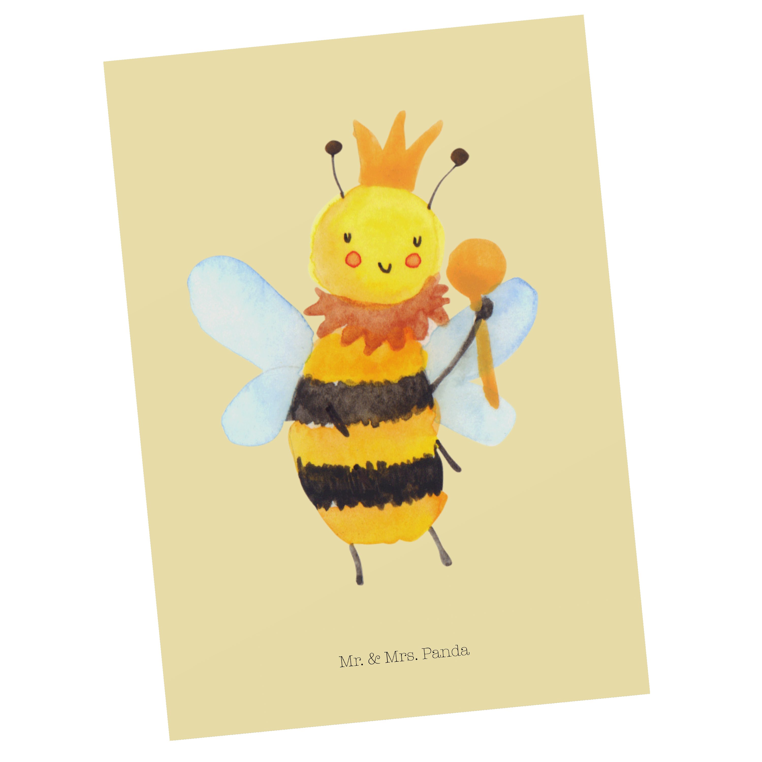 Mr. & Mrs. Panda Postkarte Biene König - Gelb Pastell - Geschenk, Wespe, Einladungskarte, Ansich