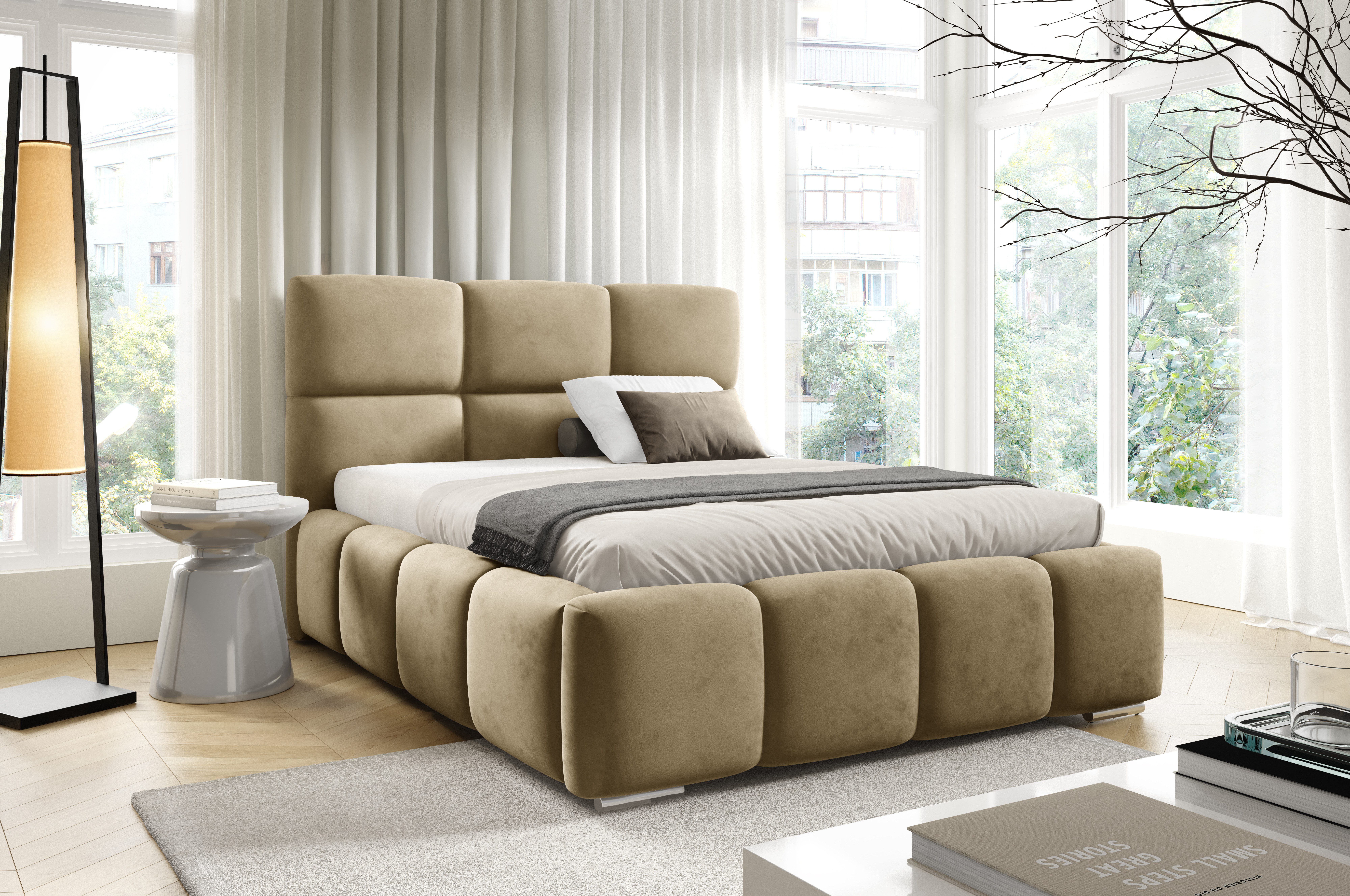 thematys Polsterbett mit Bettkasten & Lattenrost – Stauraumbett+ 140x200 - 200x200 cm