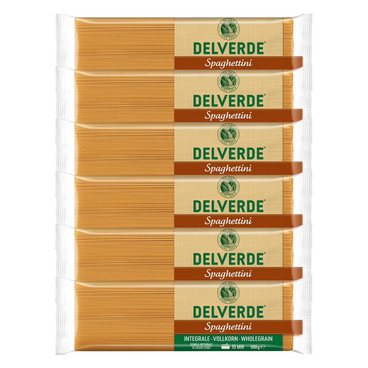 DELVERDE Nudeln, Delverde Vollkorn Spaghettini Integrale Vollkorn Nudeln 500g 6er Pack