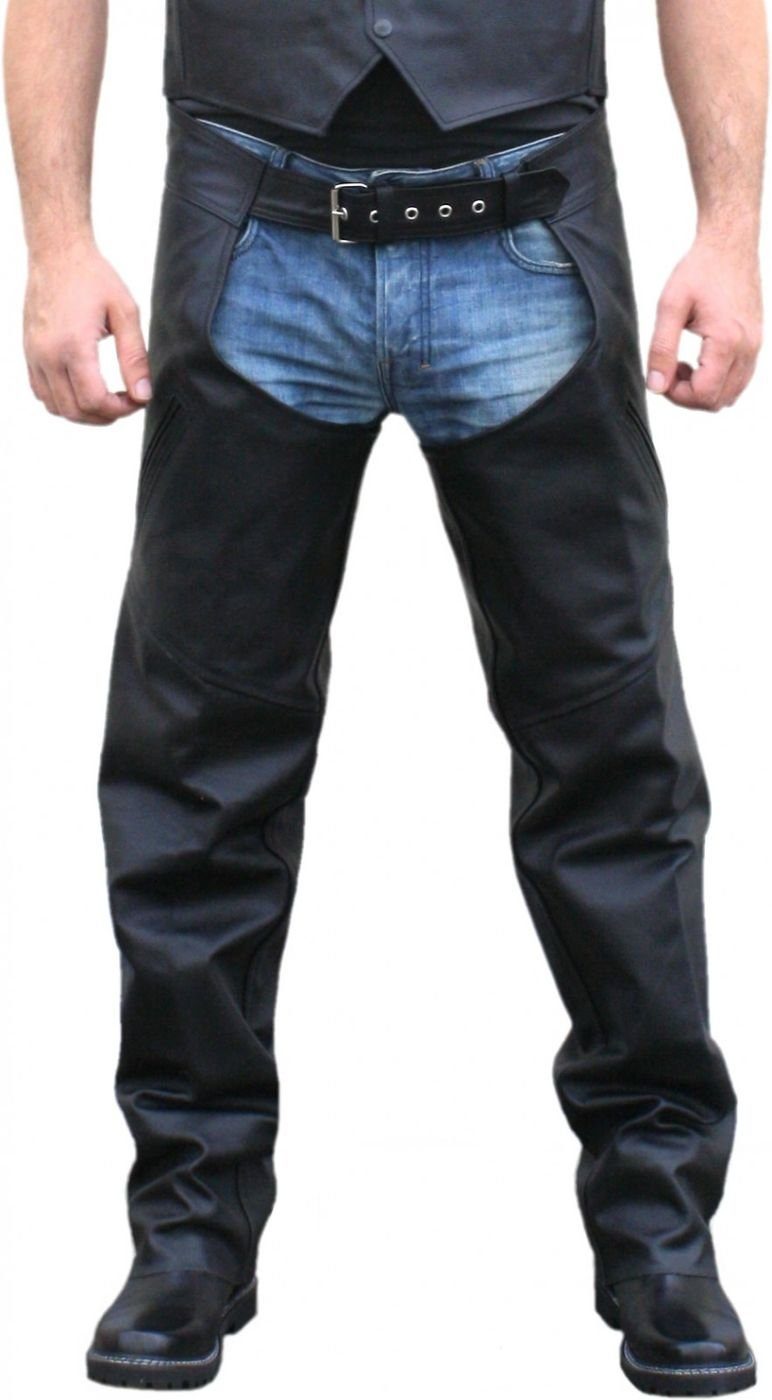 black Leder Biker Motorradchaps Rindsleder RadMasters GW690-Chap Chaps Schwarz Motorrad Reithose