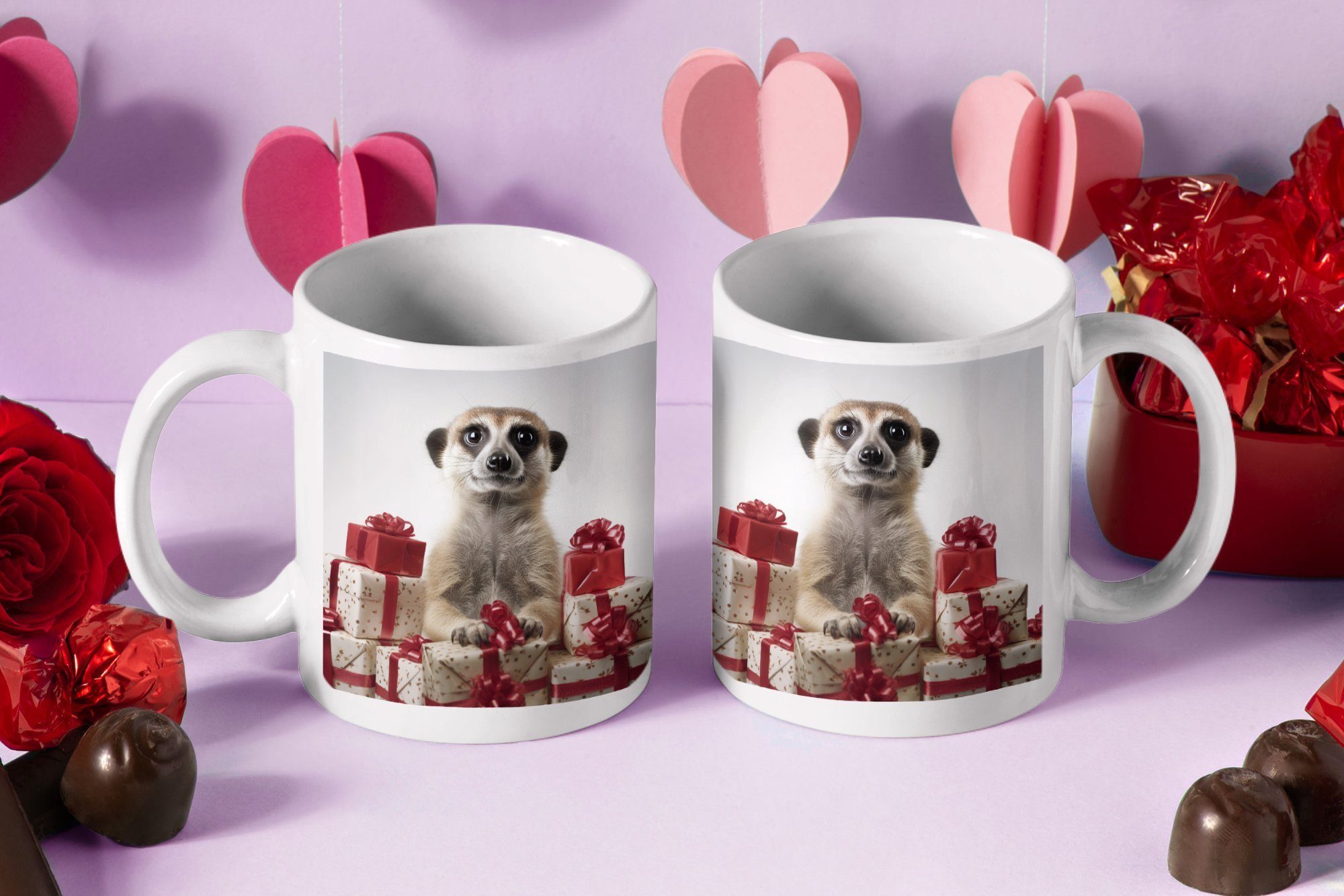 330 Geschenke Weihnachten Teetasse, Kaffeetasse WS-Trend Erdmännchen Keramik, ml Tasse