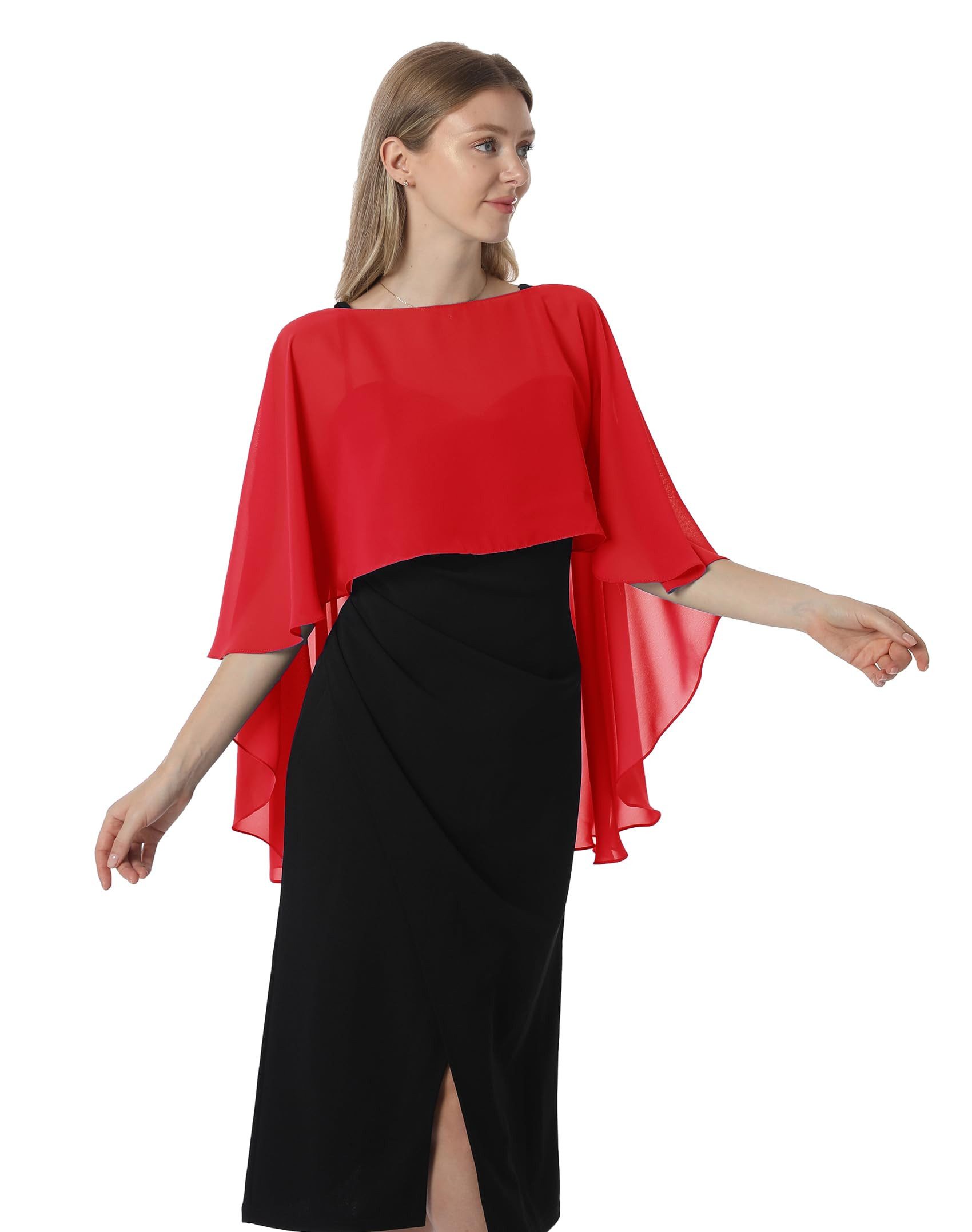 nsihing Bolero Damen Chiffon Cape Schals für Hochzeitskleider Elegantes Bankett Capelets für Hochzeit Braut Abendkleid Brautkleid Sommer