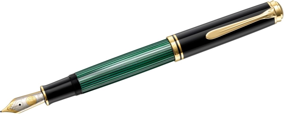 Pelikan Füllfederhalter Kolbenfüllhalter Souverän M1000 Feder B schwarz/grün