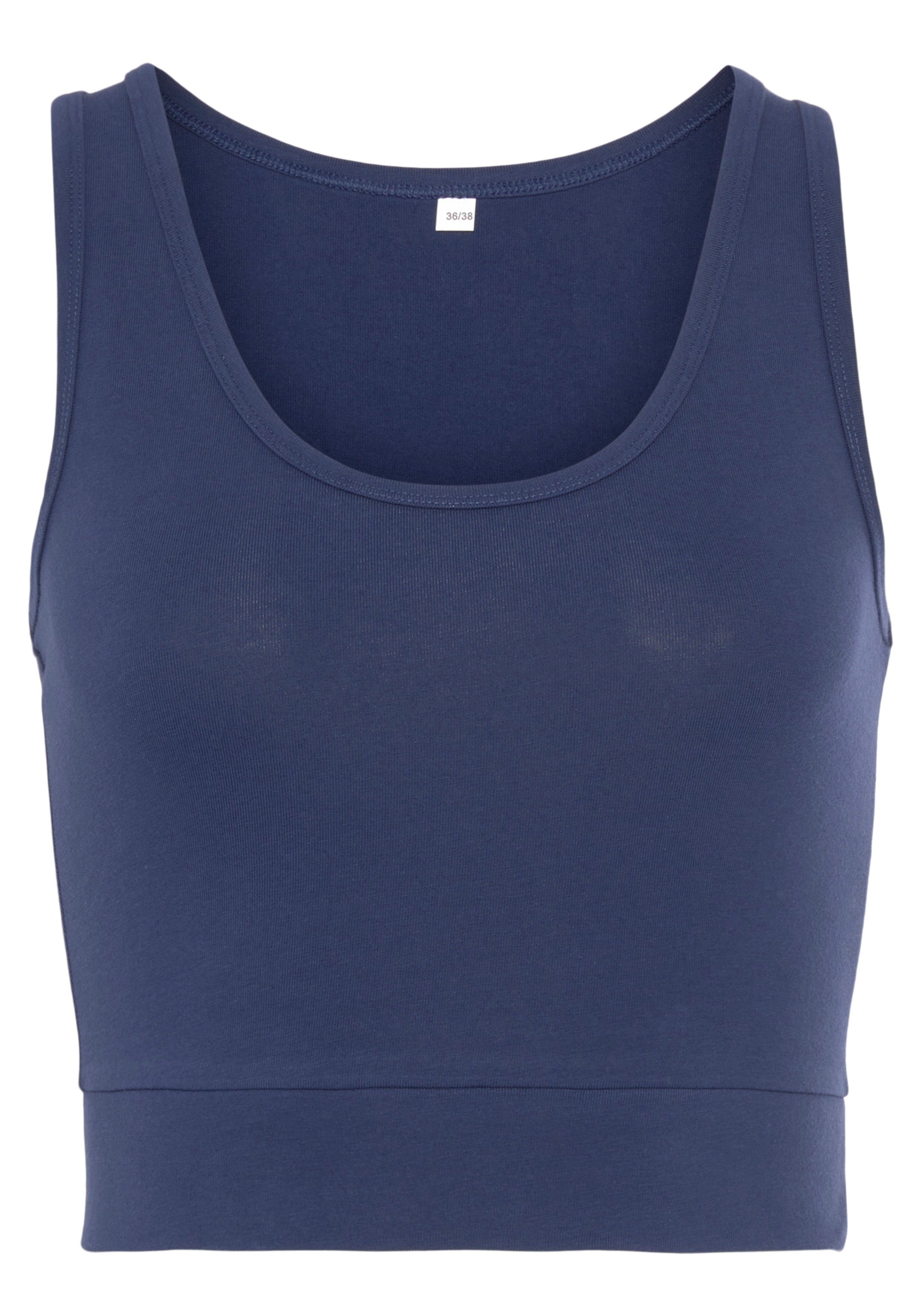 -Basic-Crop-Top LASCANA breiten ACTIVE Trägern Sporttop marine mit