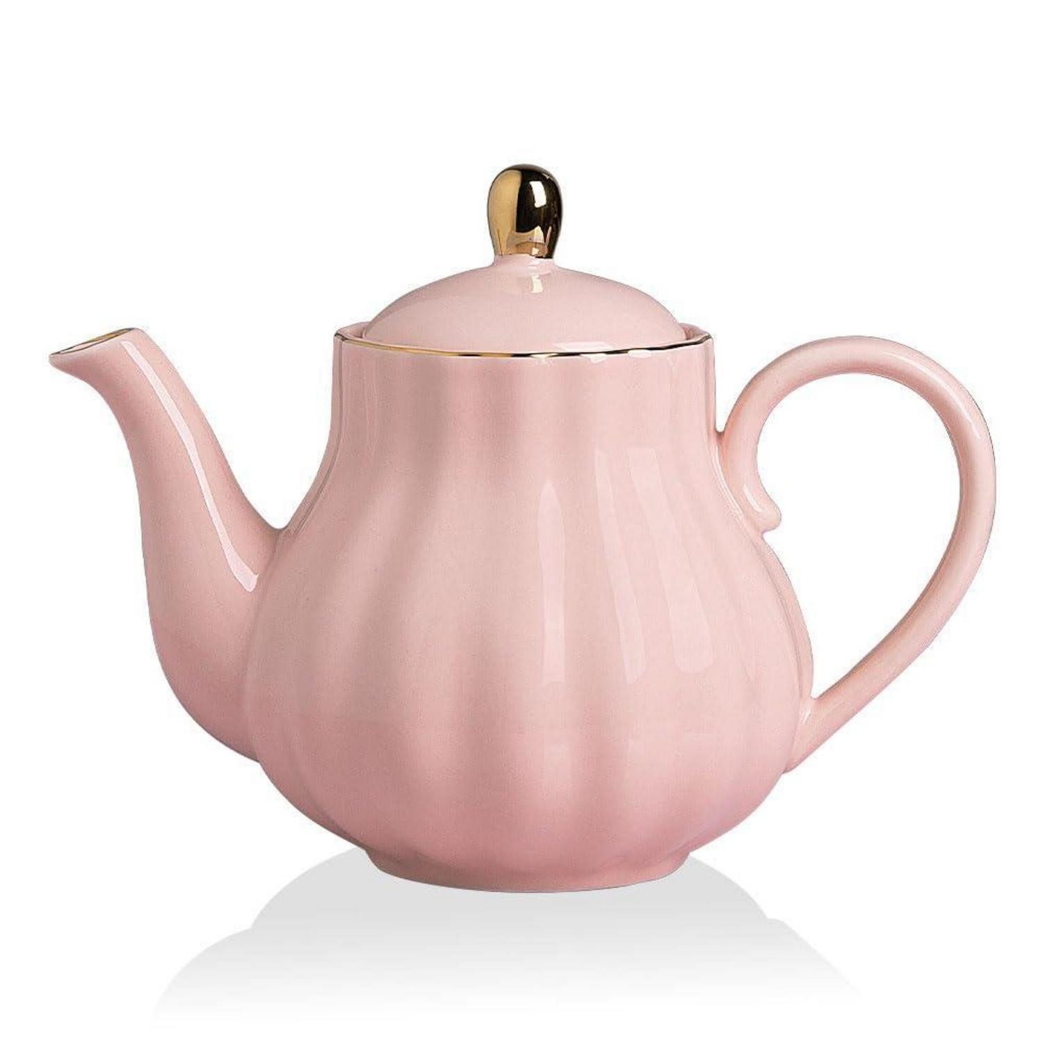 LuxusKollektion Teekanne Teekanne Keramik Rosa 1100ml