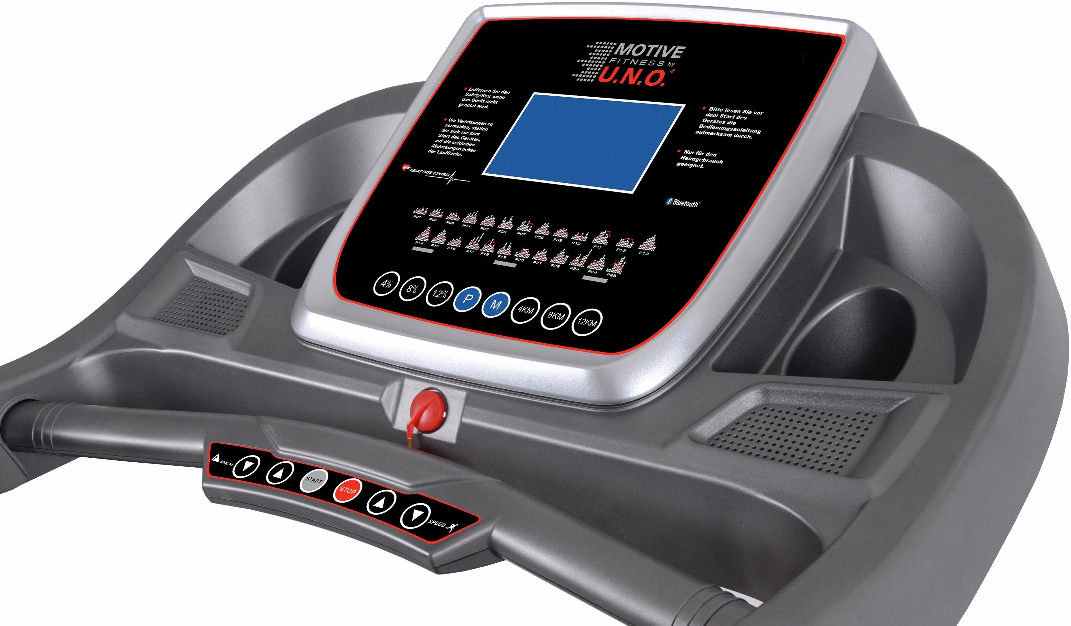 MOTIVE FITNESS by U.N.O. Laufband TR 650 (mit/ohne Unterlegmatte) (mit Soft-Motion-Foldsystem), bis max. 24 km/h, klappbar, 120 kg max. Benutzergewicht