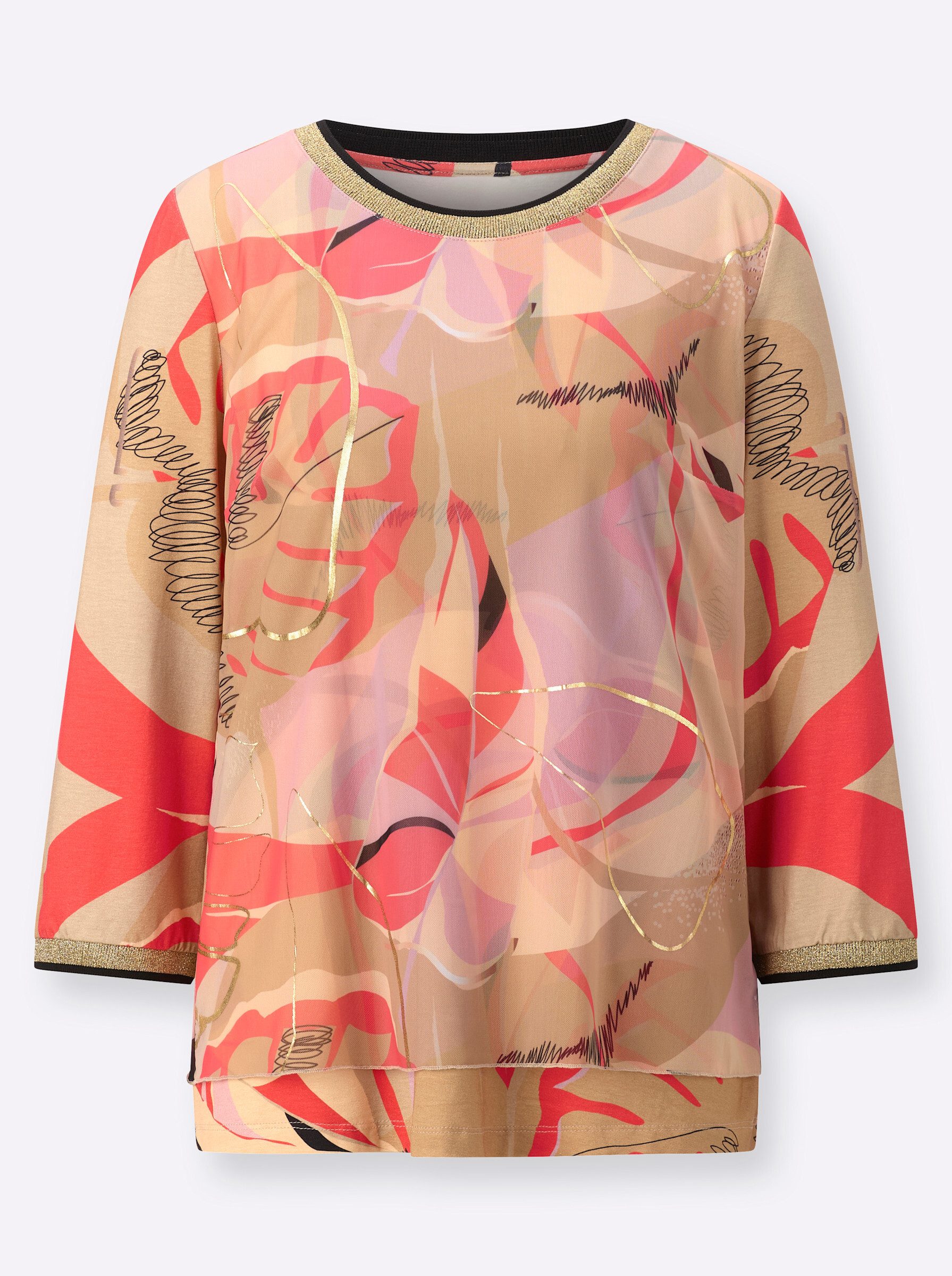 T-Shirt Mesh-Shirt 3/4-Arm