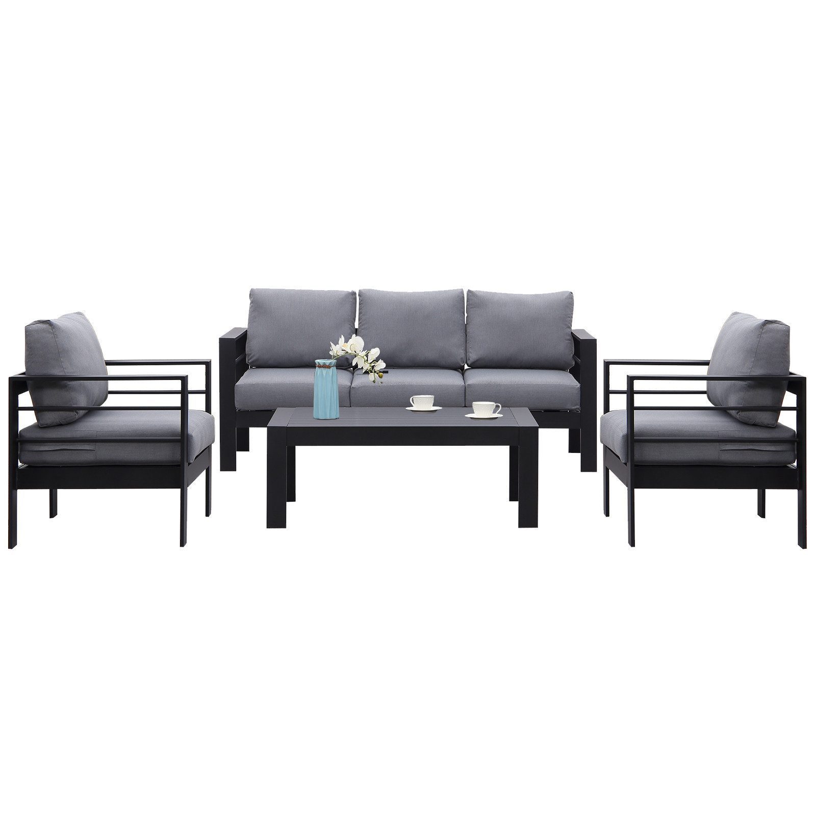 MeXo Gartenlounge-Set Gartenmöbel Set 4-5 Personen Aluminium outdoor wetter günstig online kaufen