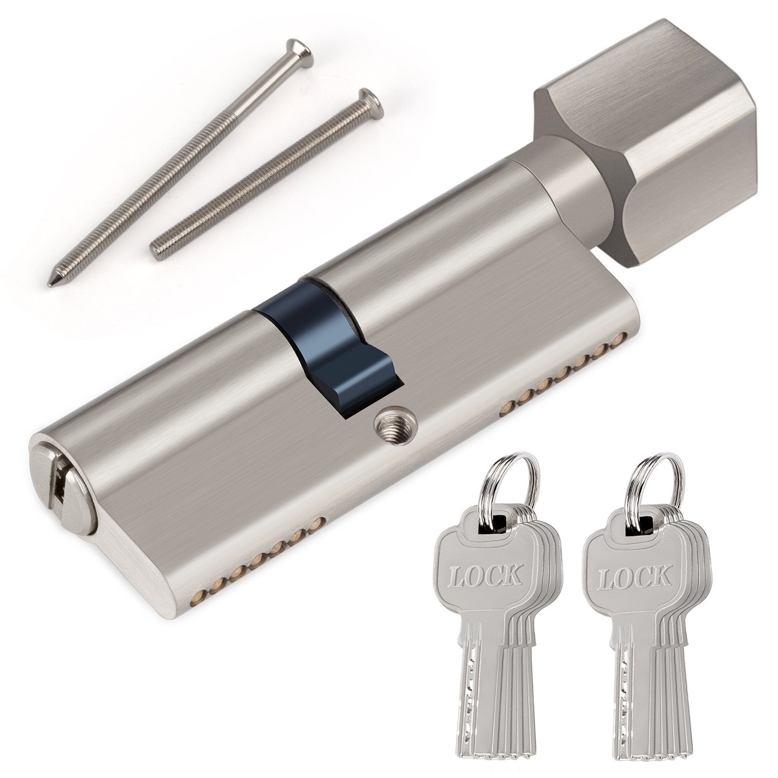 Schließzylinder Stück mit Stück einzelner 2 Schließzylinder, Schlüssel), 80mm Befestigungsschrauben Schlüssel Homewit 8 offener (Set, 1-St., + inkl. 8