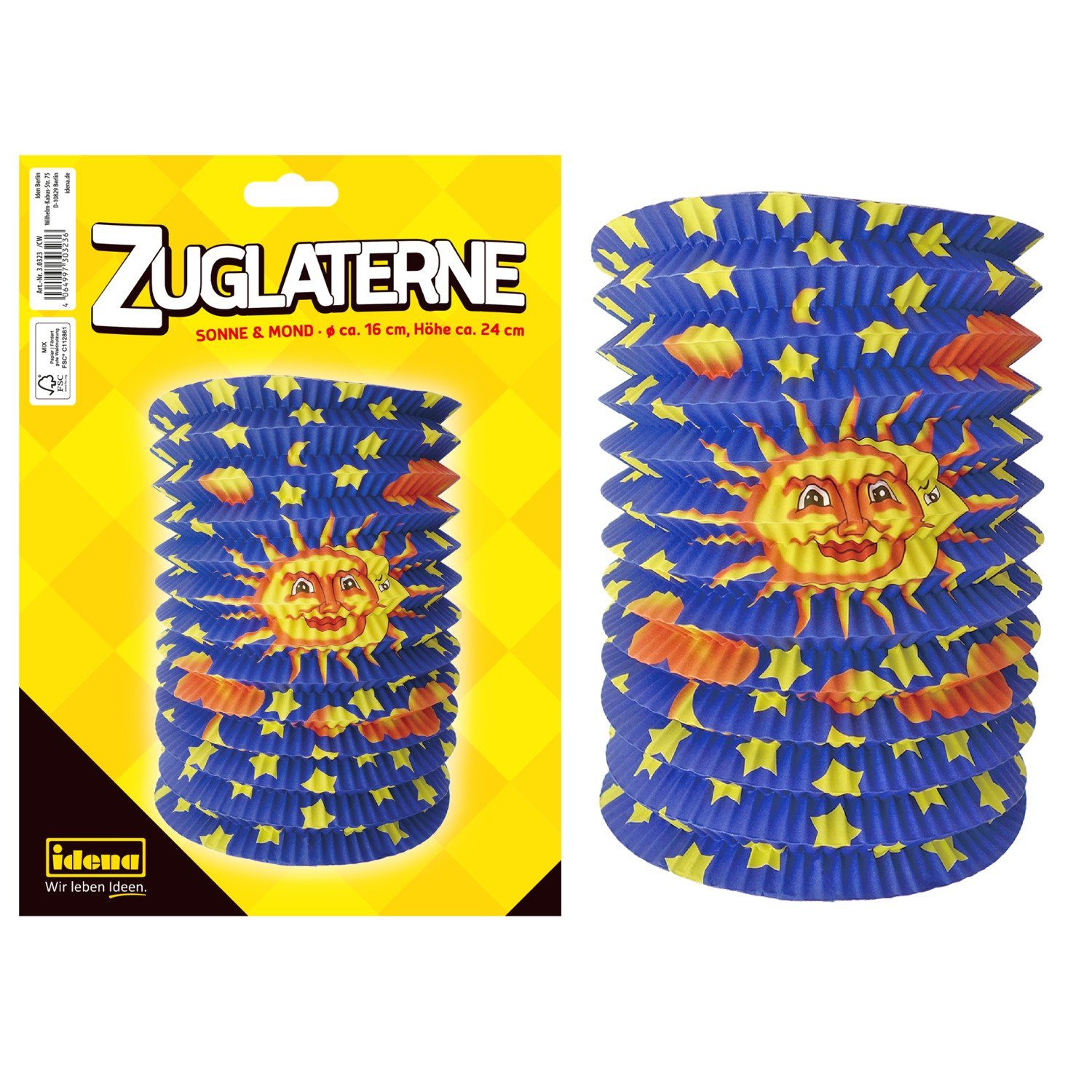 Idena Umzugslaterne Idena Zuglaterne Sonne Mond D16x24cm FSC-Mix