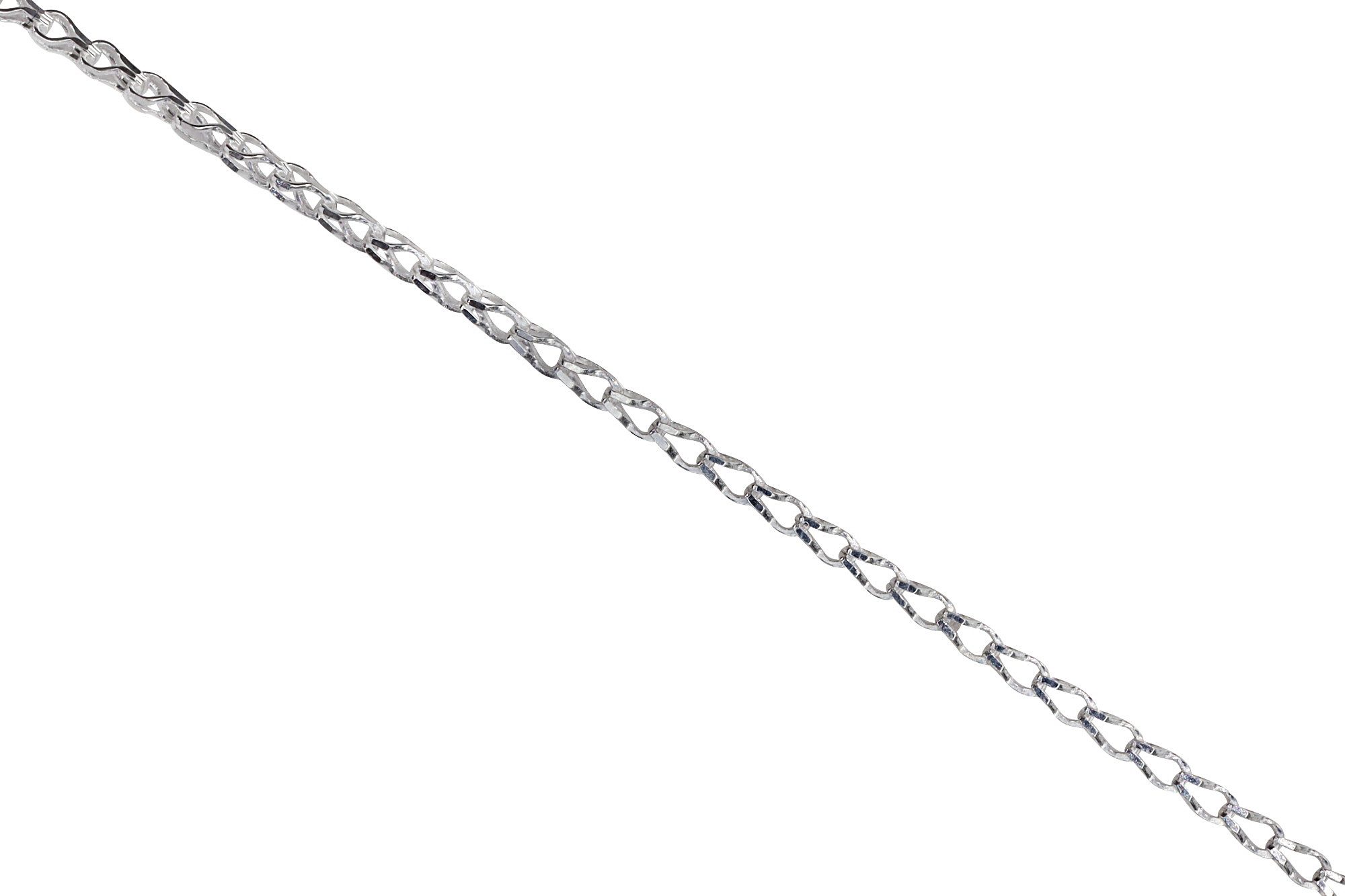 SILBERMOOS Gliederkette Zierliche diamantierte Zopfkette, 925 Sterling Silber