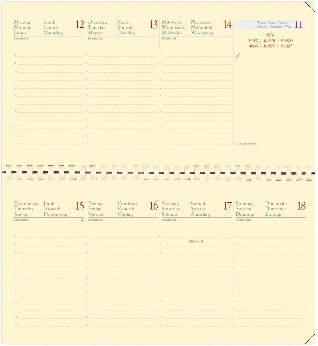 Taschenkalender Kalender Planital 8,8x17cm Marlow bordeaux 2026.