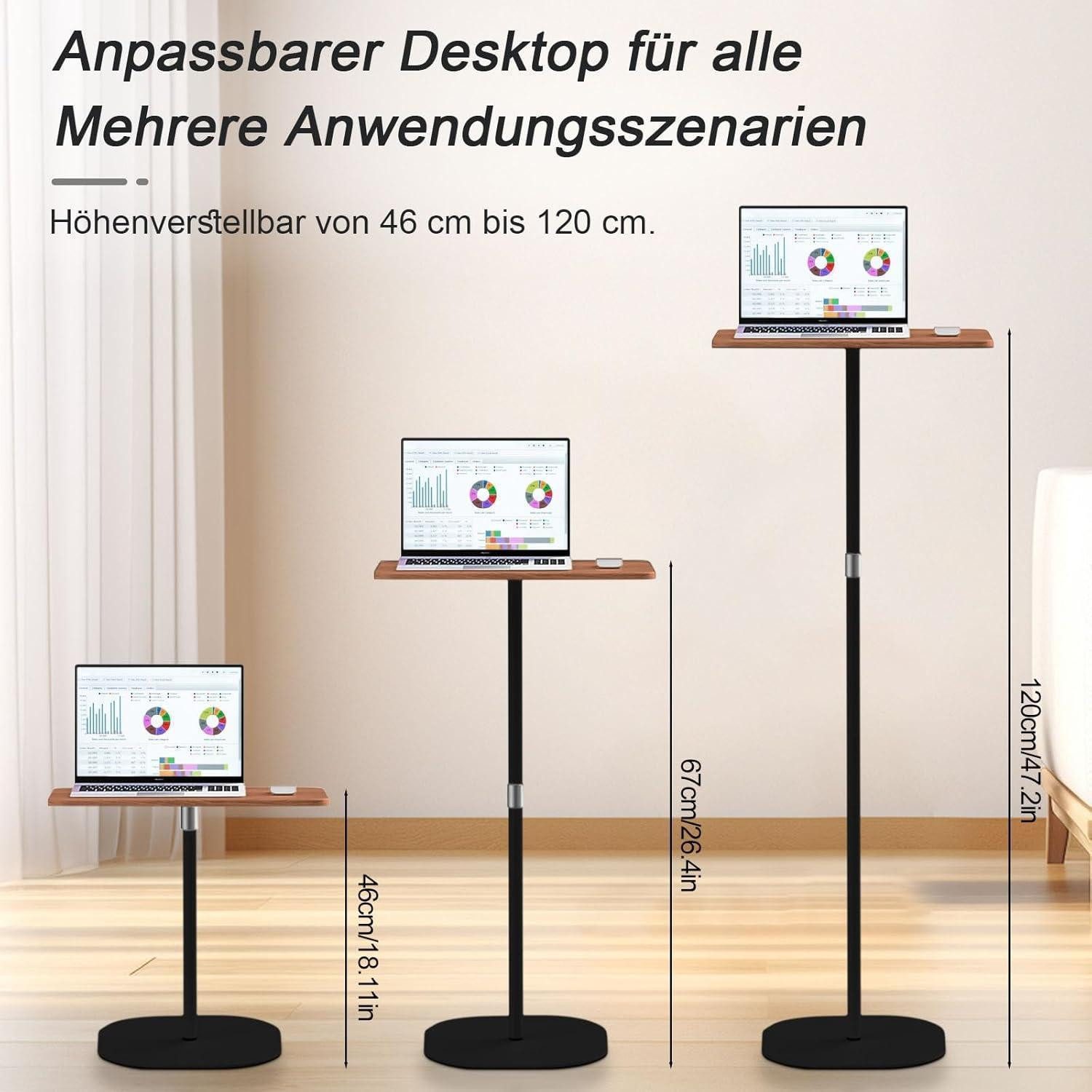 LuxusKollektion Stehpult Stehpult Höhenverstellbar 46-120cm Schwarz, Adjustable Laptoptisch