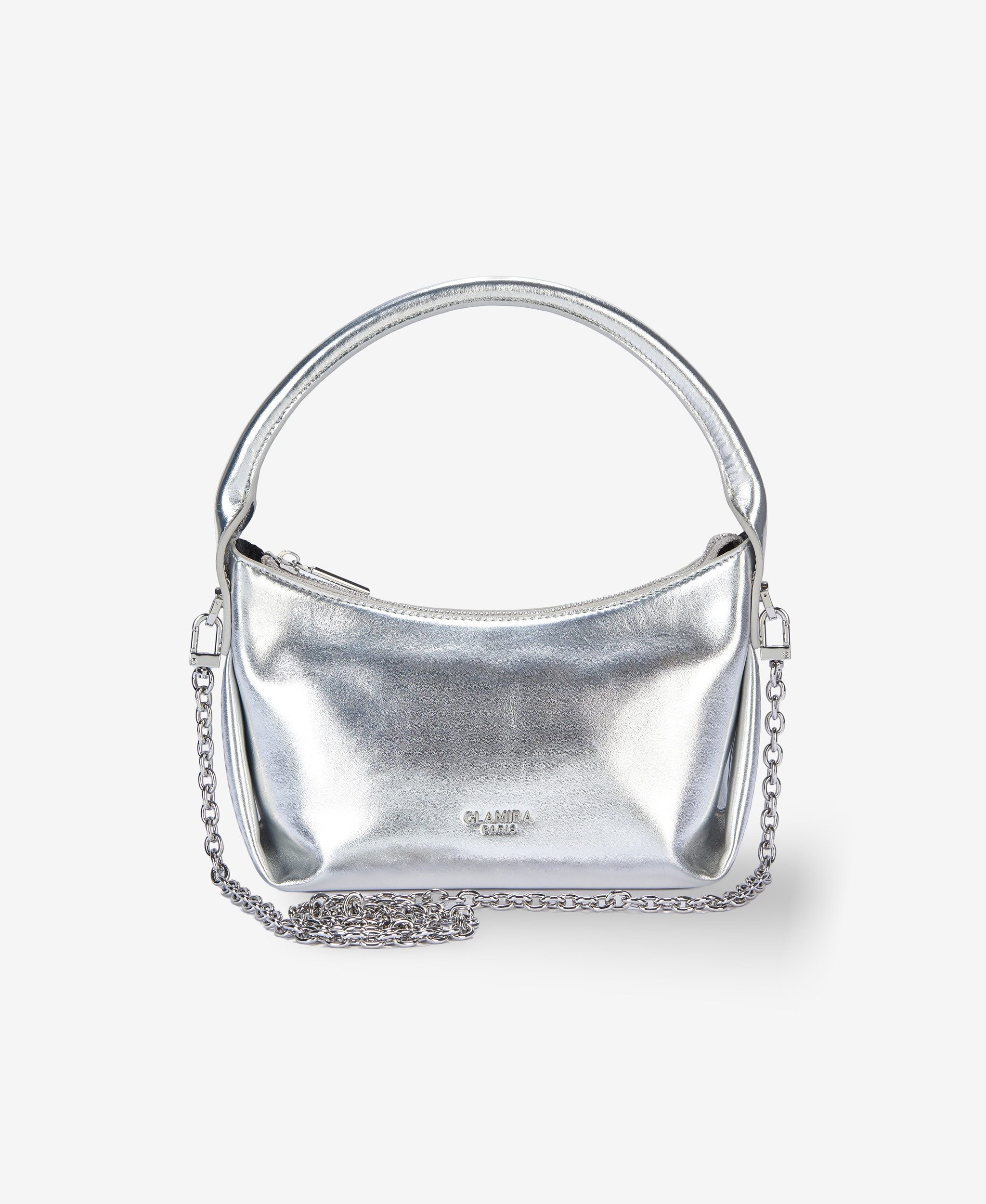 GLAMIRA Handtasche Glamouré Soir Silberne Henkeltasche (1-tlg), echt Leder