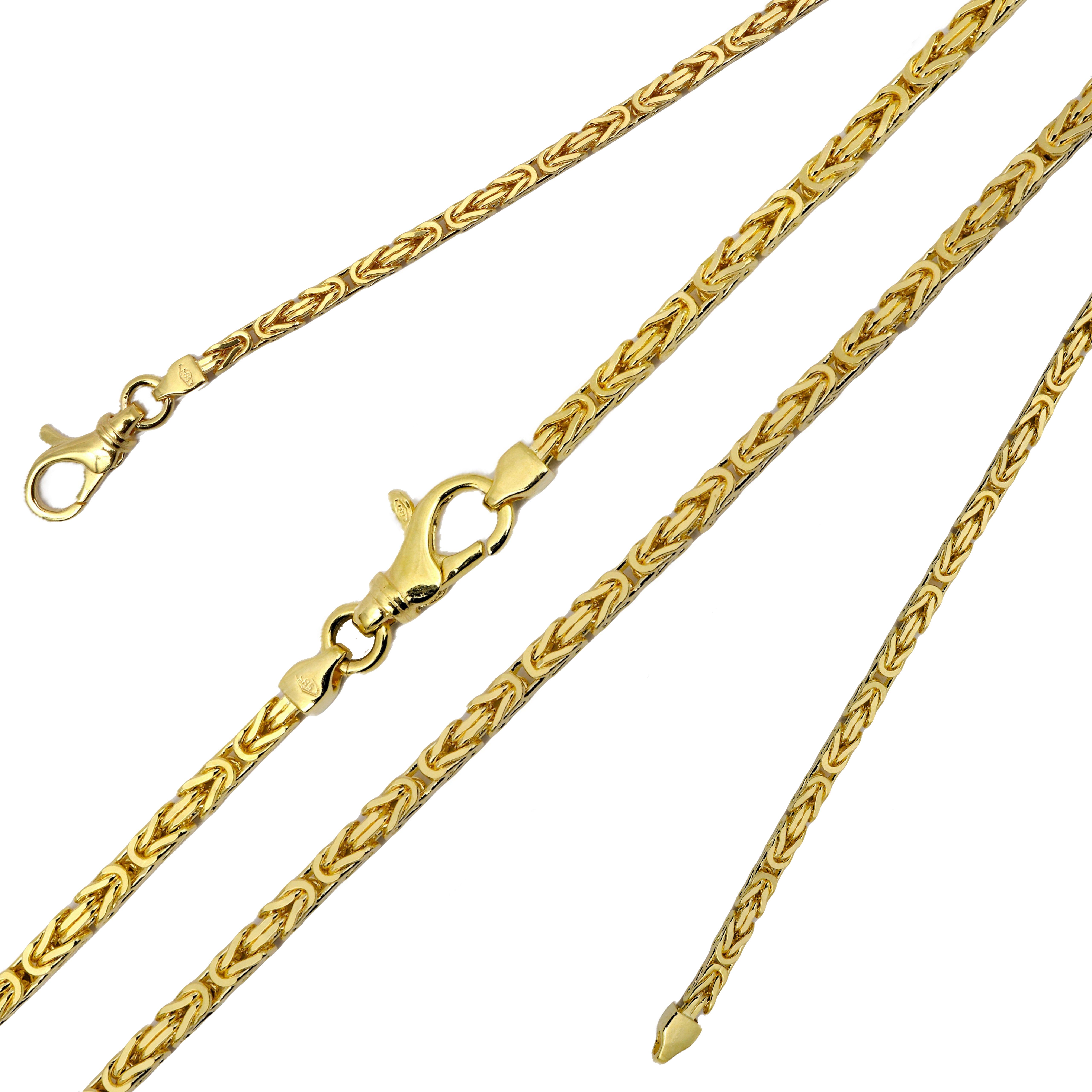 Goldkette Königskette 585/14K Gold 2,5mm 45-70cm edles hochwertiges Collier