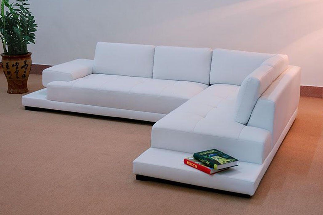 Ecksofa Made Ecksofa Europe JVmoebel Garnitur, Sofa in Leder Polster Wohnlandschaft Eck Couch Sitz Weiß