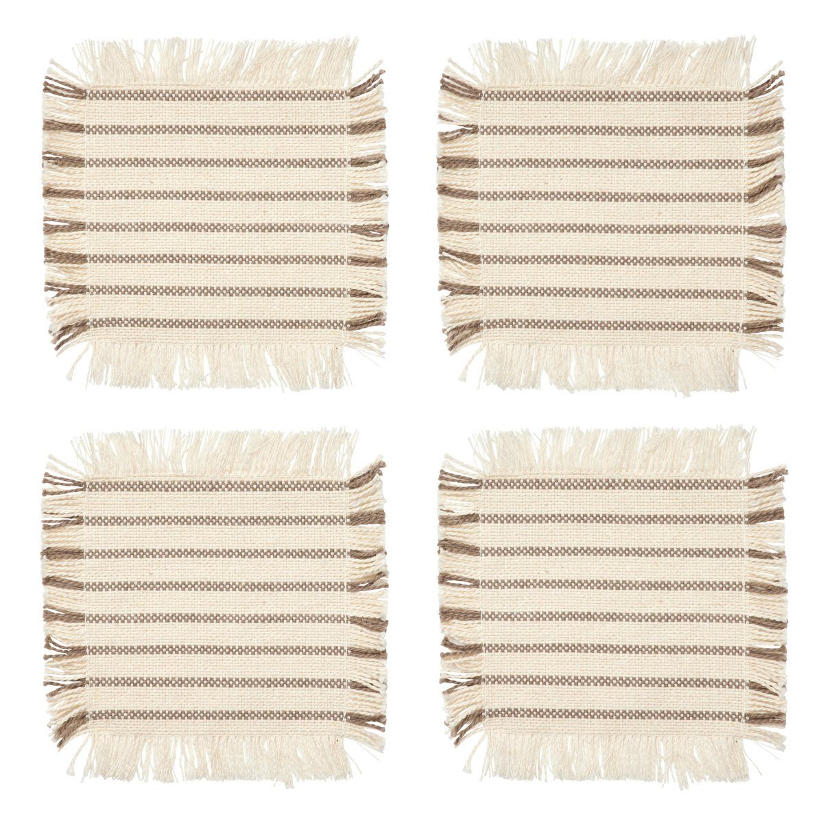 Broste Copenhagen Platzset Elouise Untersetzer off white/fungi grey 10x10cm Set4, Elouise Untersetzer