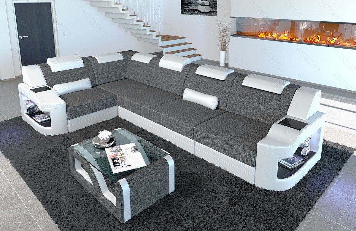 Sofa Dreams Ecksofa Design Polster Stoff Sofa Padua L Form H Strukturstoff Stoffsofa, Couch wahlweise mit Bettfunktion