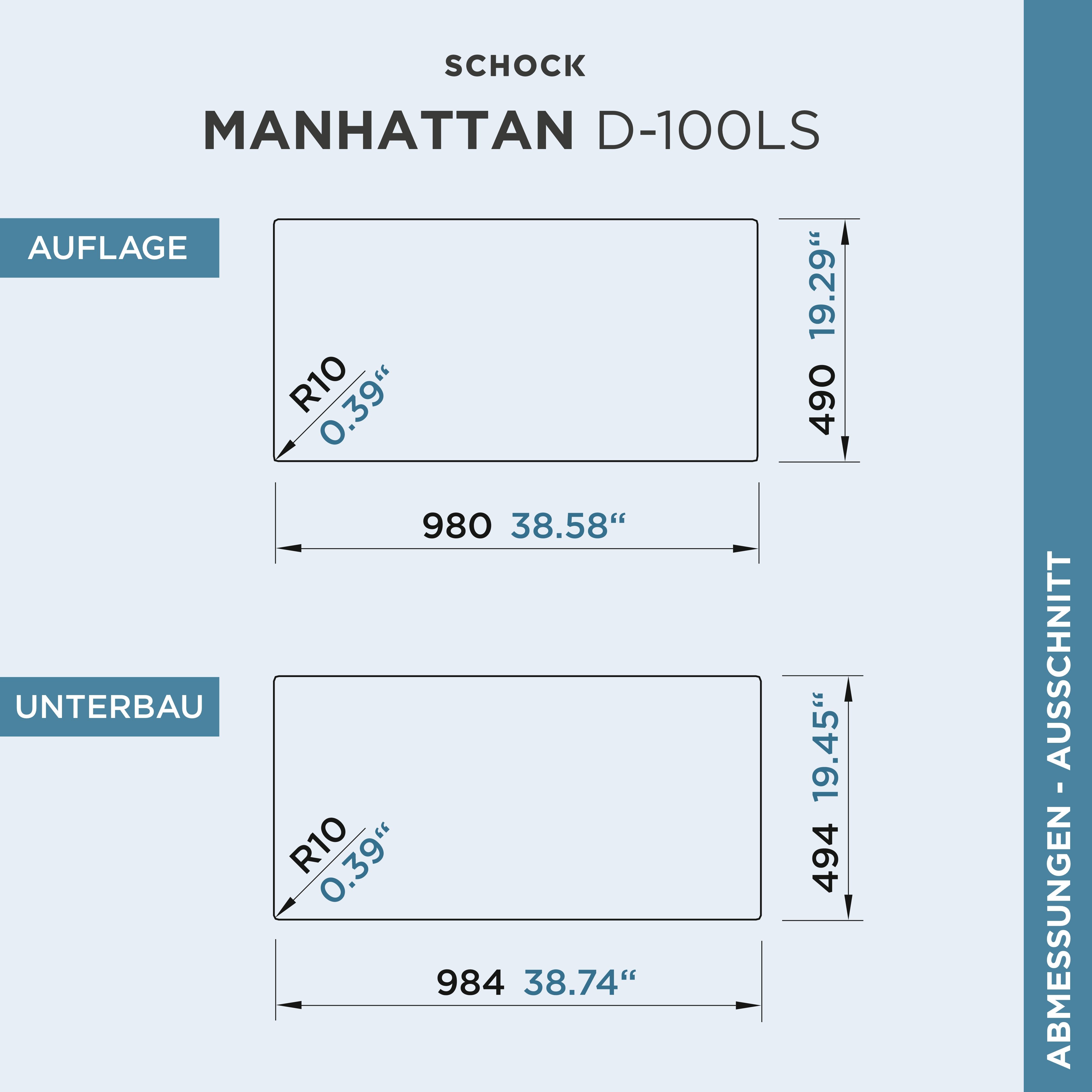 Schock Granitspüle Manhattan D-100L, rechteckig, 100/51 cm