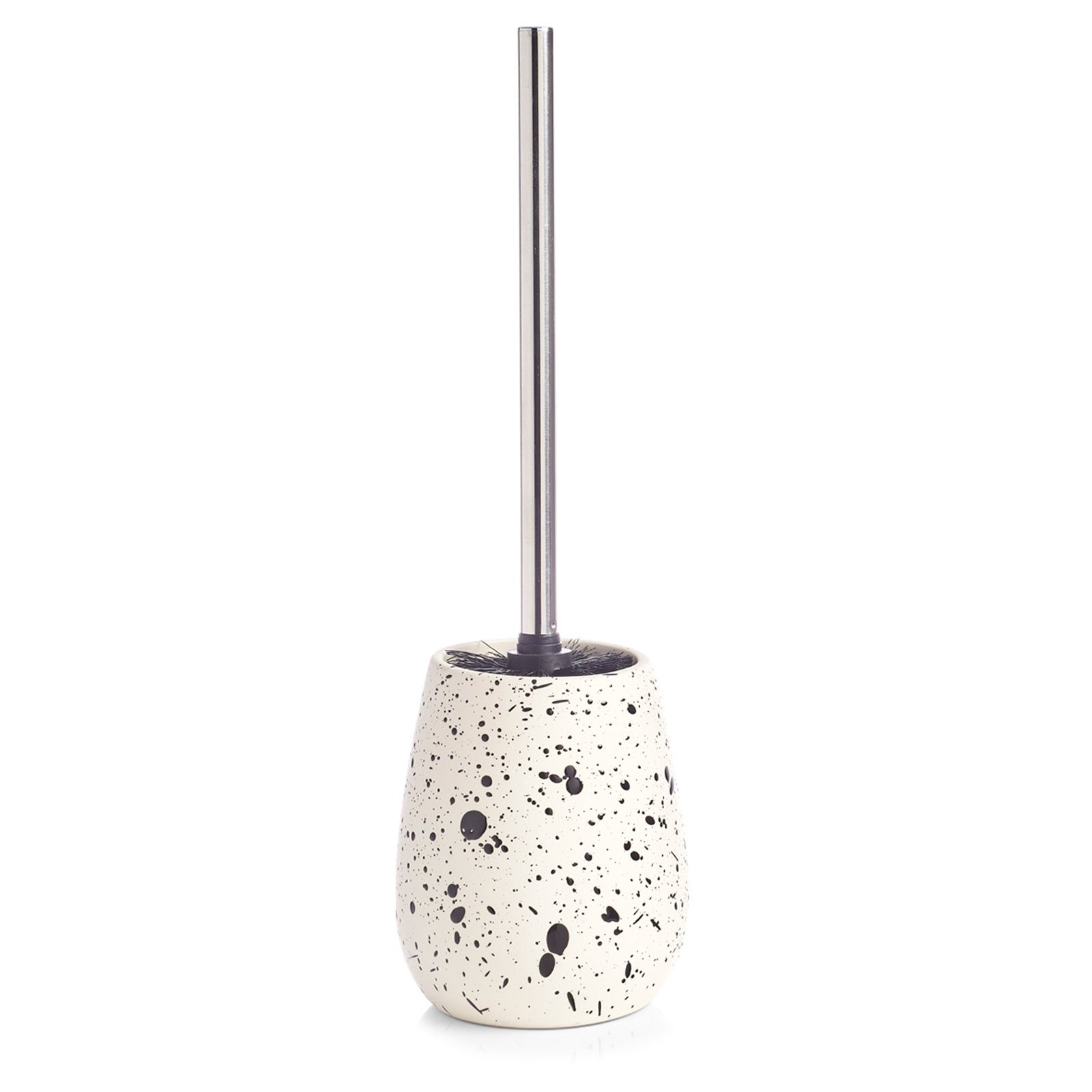 MSV Oman WC-Bürste Mit Halter – Keramik In Silber, Geschlossener Behälter, Ca. 40x11,5x11,5 Cm