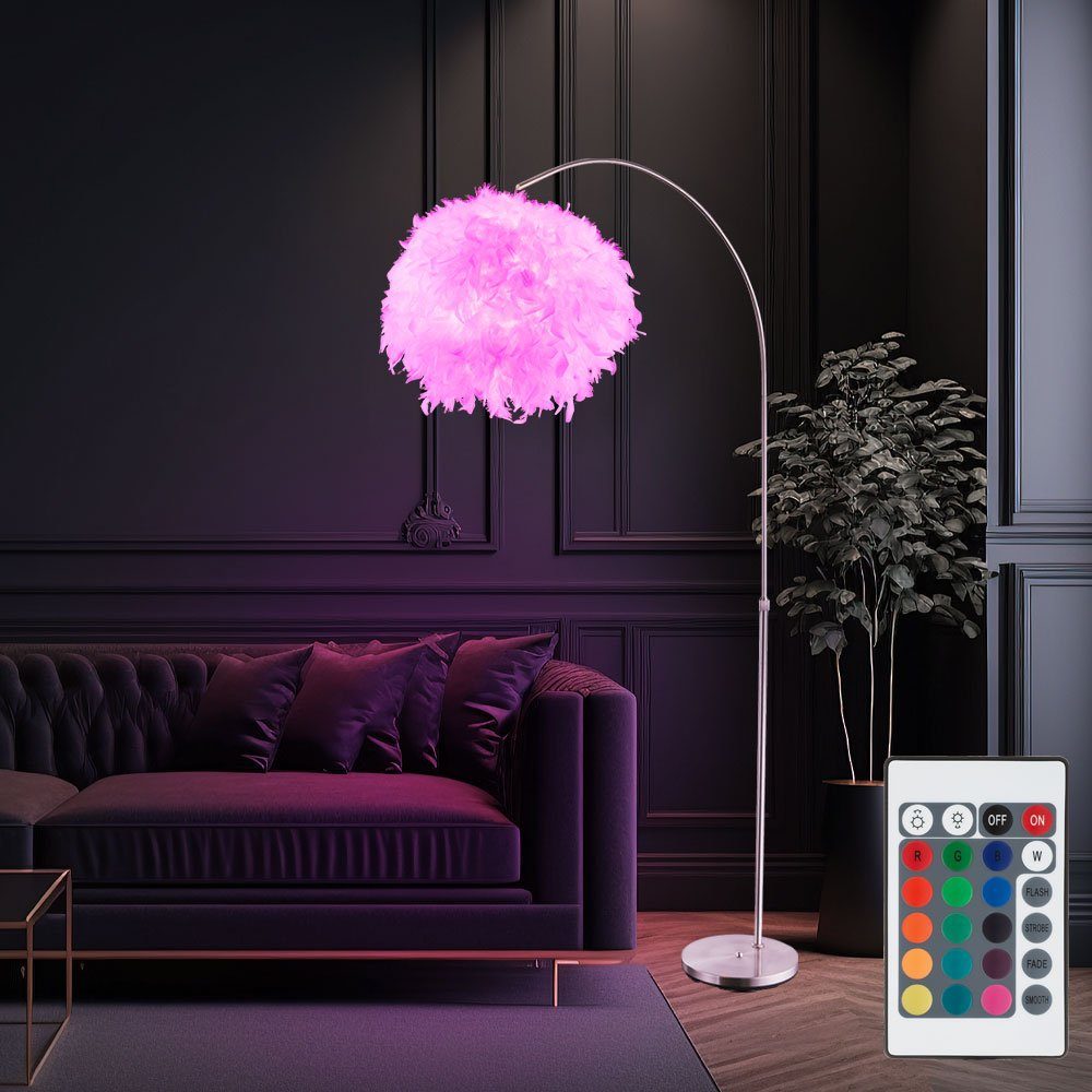 Globo LED Stehlampe, Leuchtmittel inklusive, Warmweiß, Feder Steh Leuchte weiß verstellbar Ess Zimmer Lampe rund