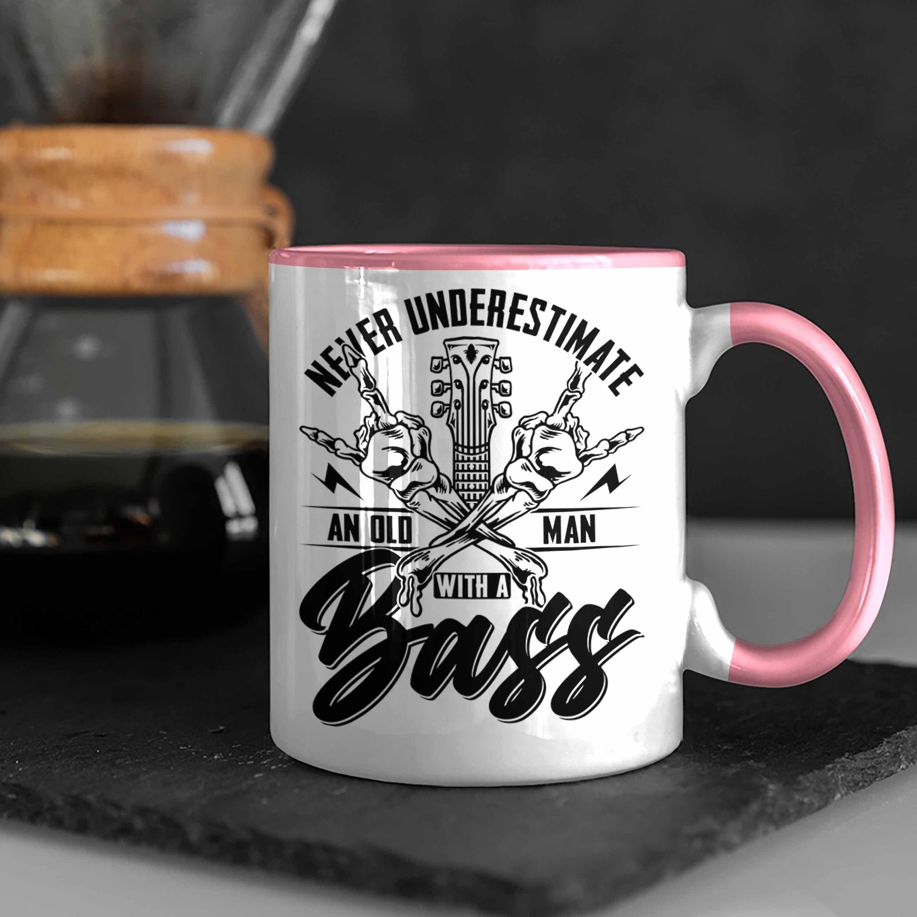 Kaffee-Becher Geschenkidee Never U Tasse Rosa Bass-Spieler Bassist Geschenk Trendation Tasse